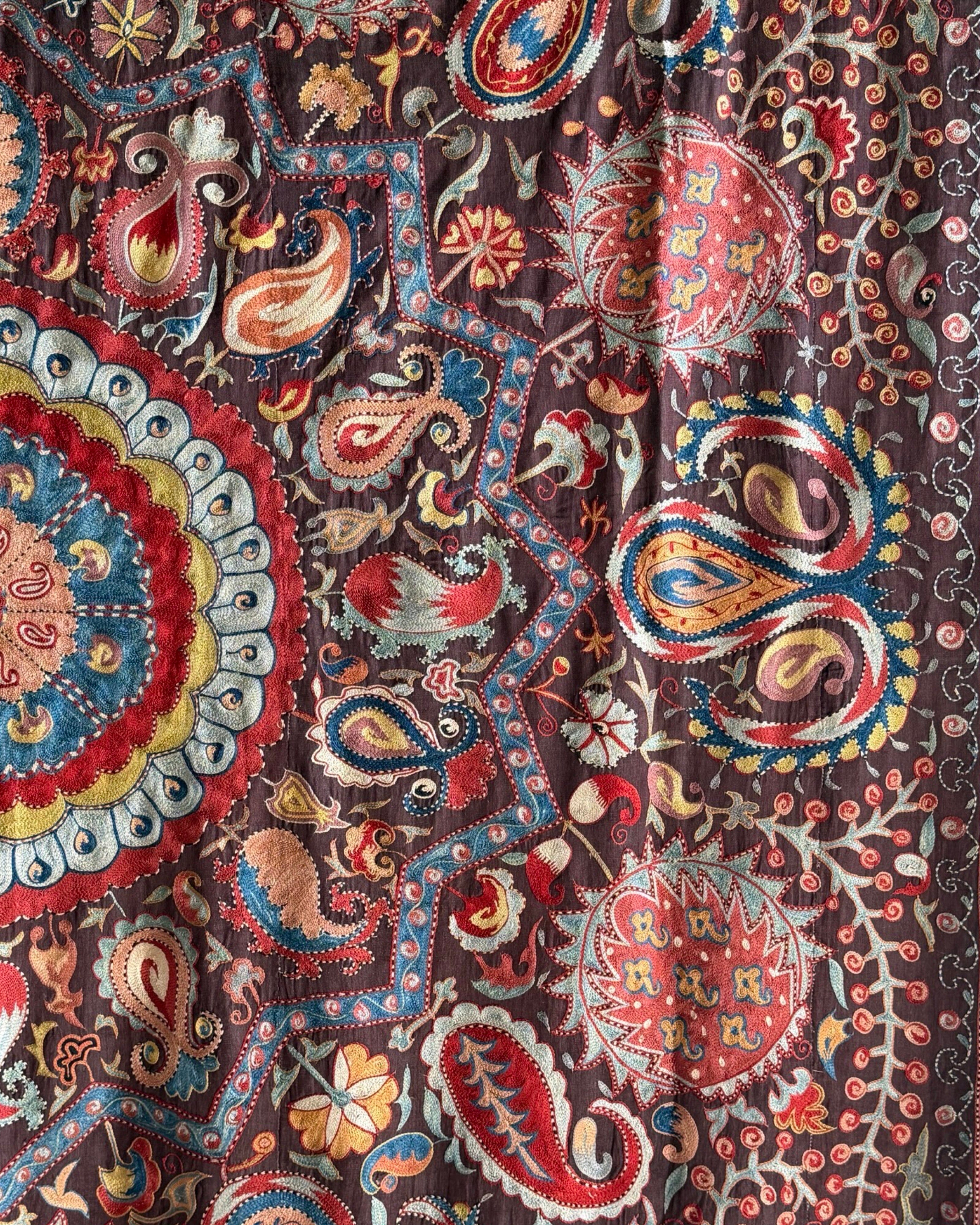 Hand Stitched Suzani (CSSU071823 | 120 x 102") Suzani Aziz Suzani 