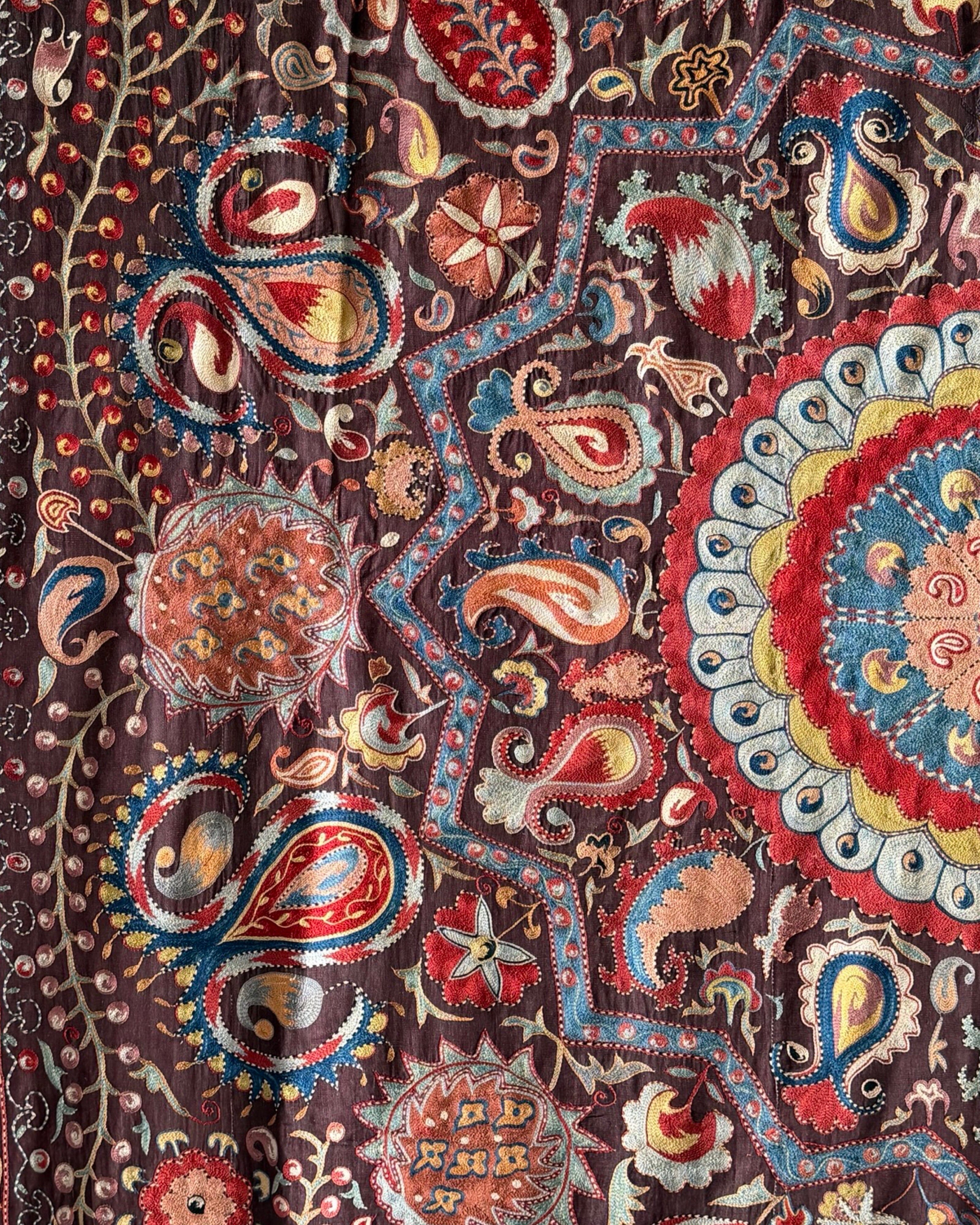 Hand Stitched Suzani (CSSU071823 | 120 x 102") Suzani Aziz Suzani 