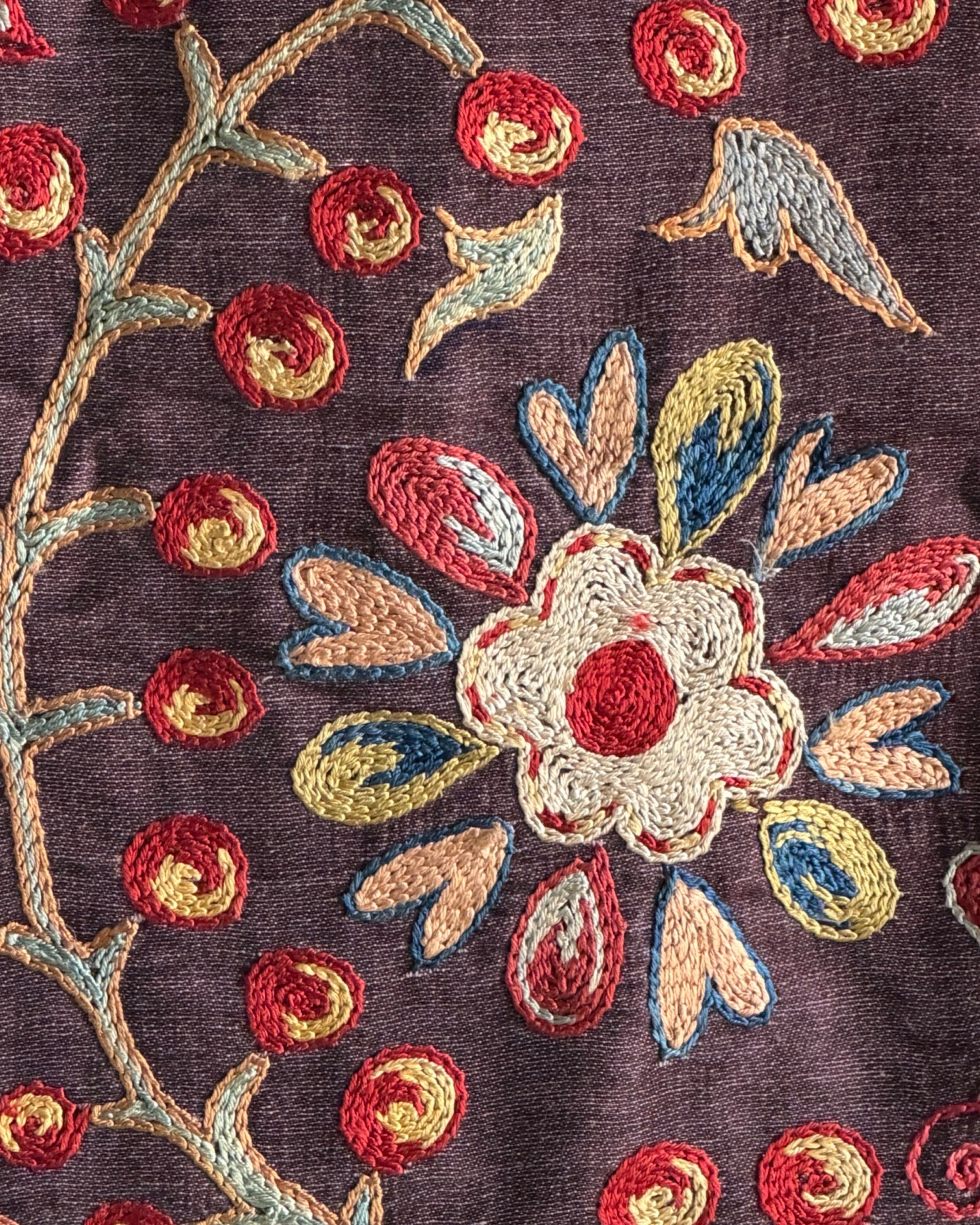 Hand Stitched Suzani (CSSU071823 | 120 x 102") Suzani Aziz Suzani 