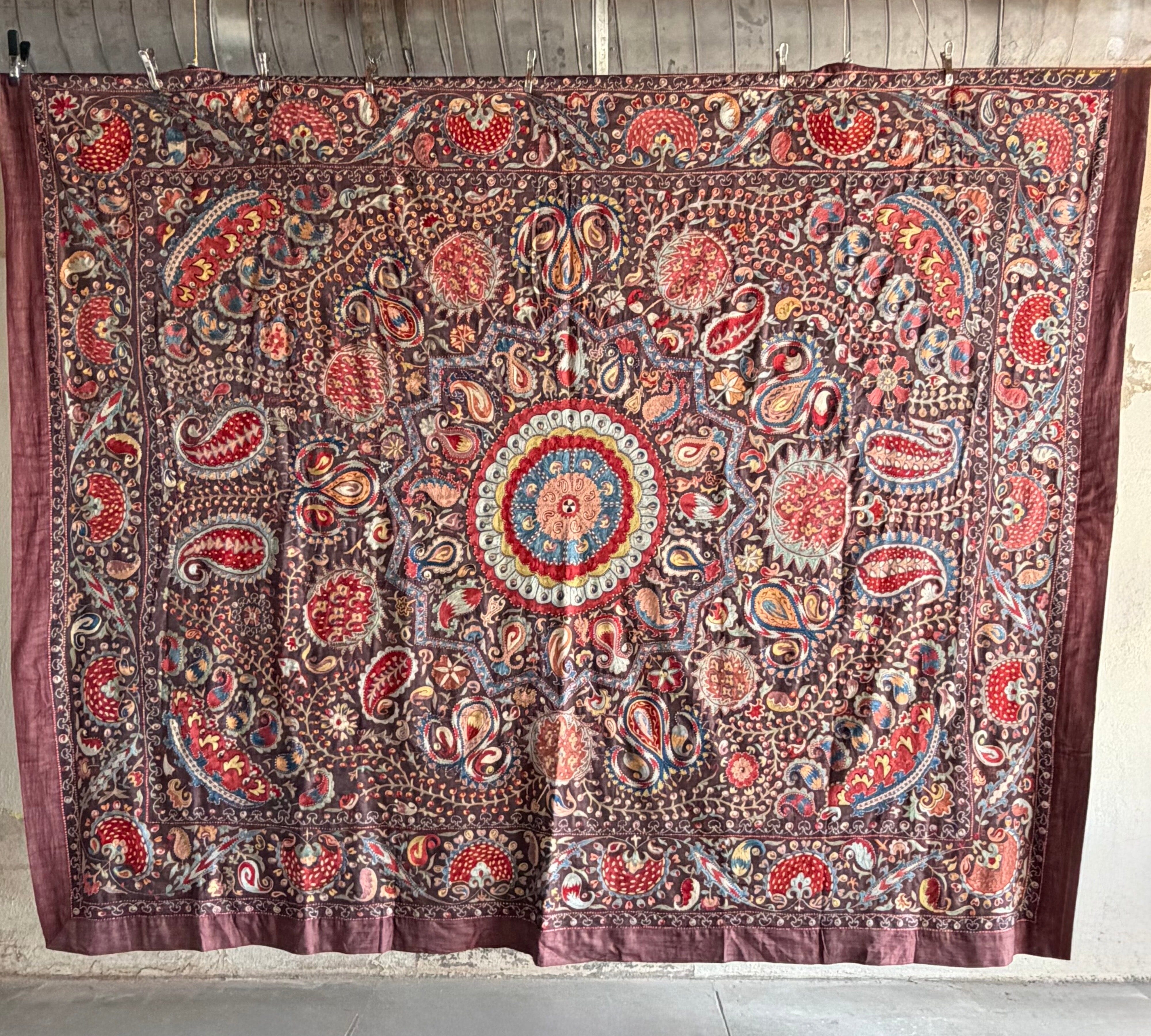 Hand Stitched Suzani (CSSU071823 | 120 x 102") Suzani Aziz Suzani 