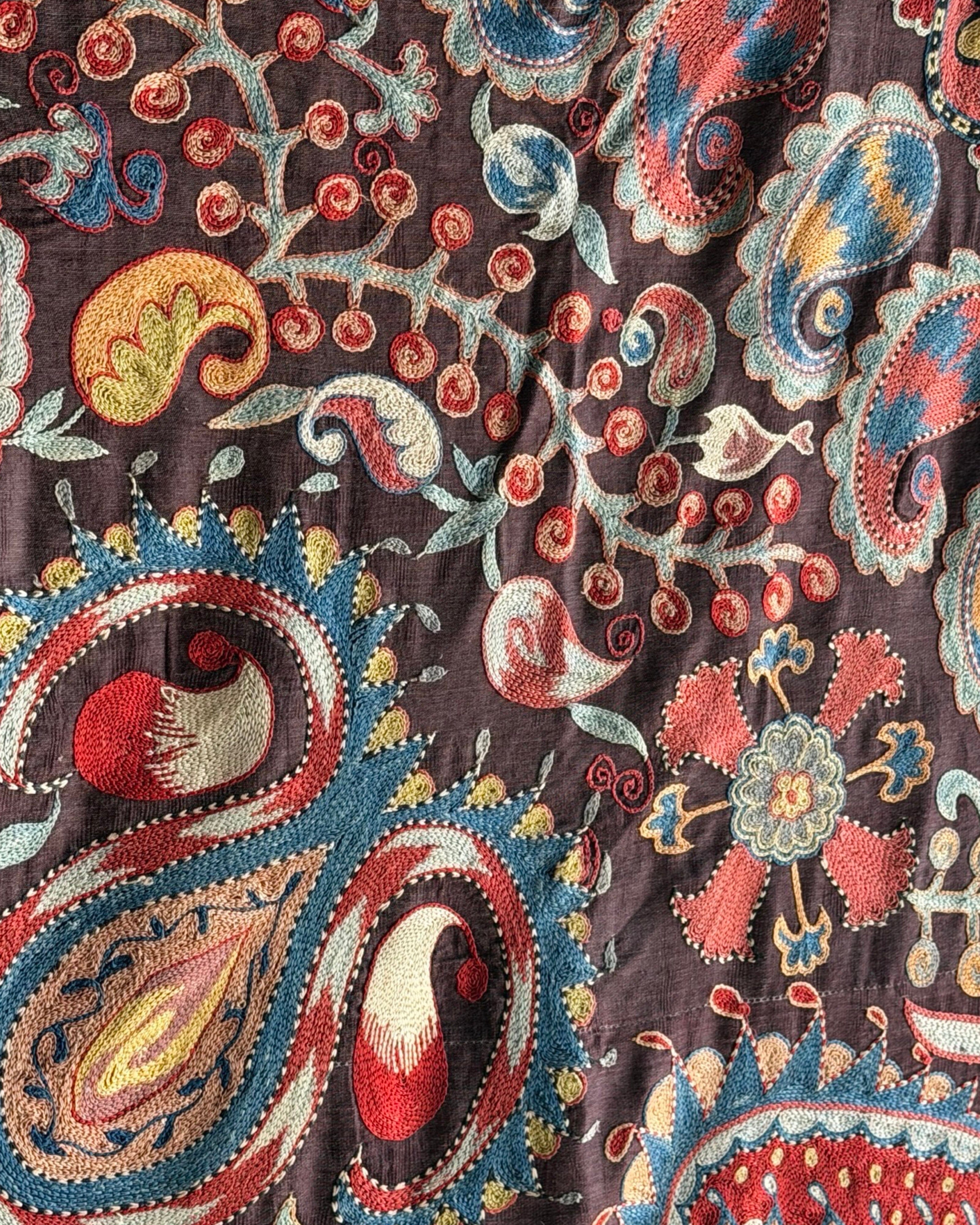 Hand Stitched Suzani (CSSU071823 | 120 x 102") Suzani Aziz Suzani 