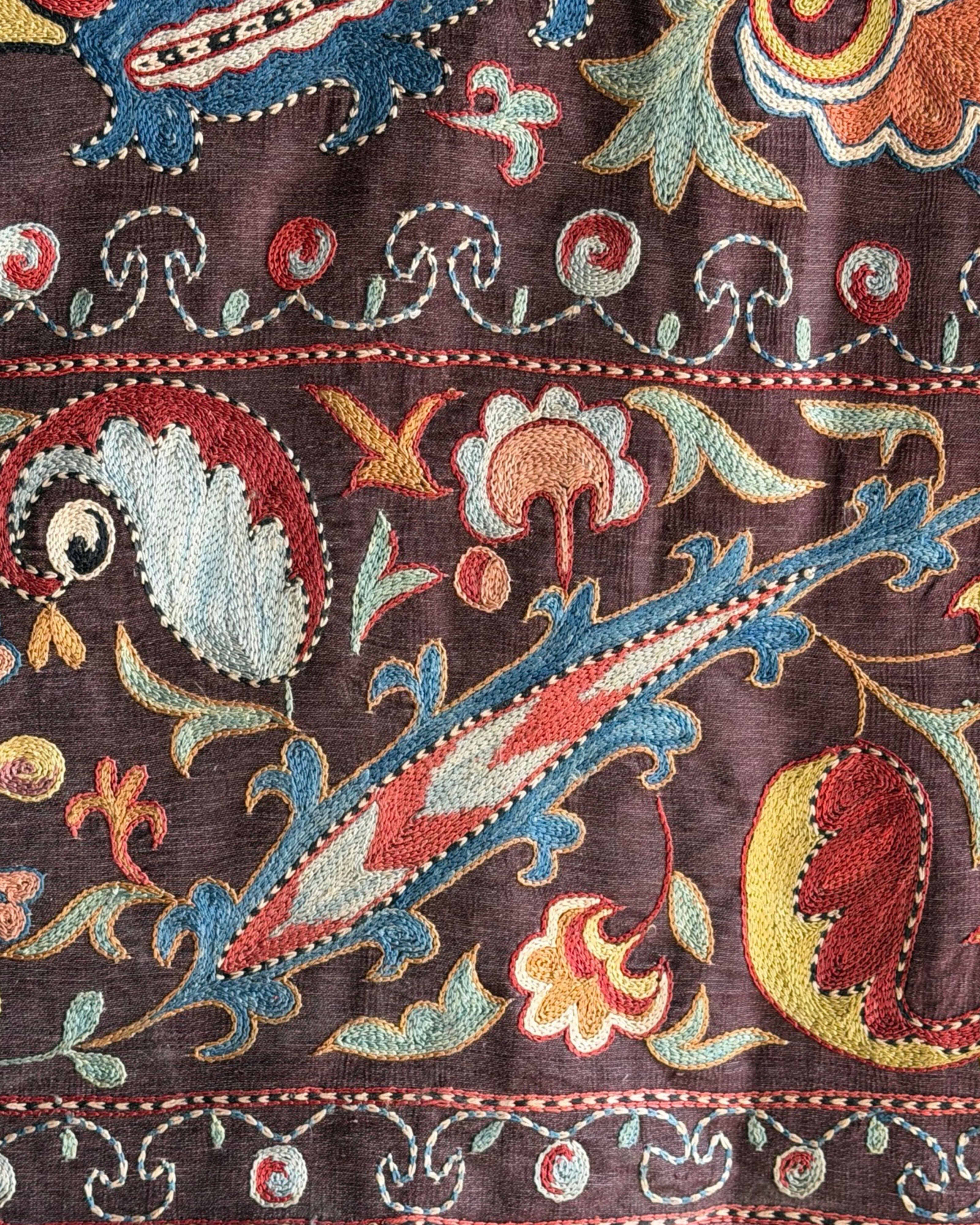 Hand Stitched Suzani (CSSU071823 | 120 x 102") Suzani Aziz Suzani 