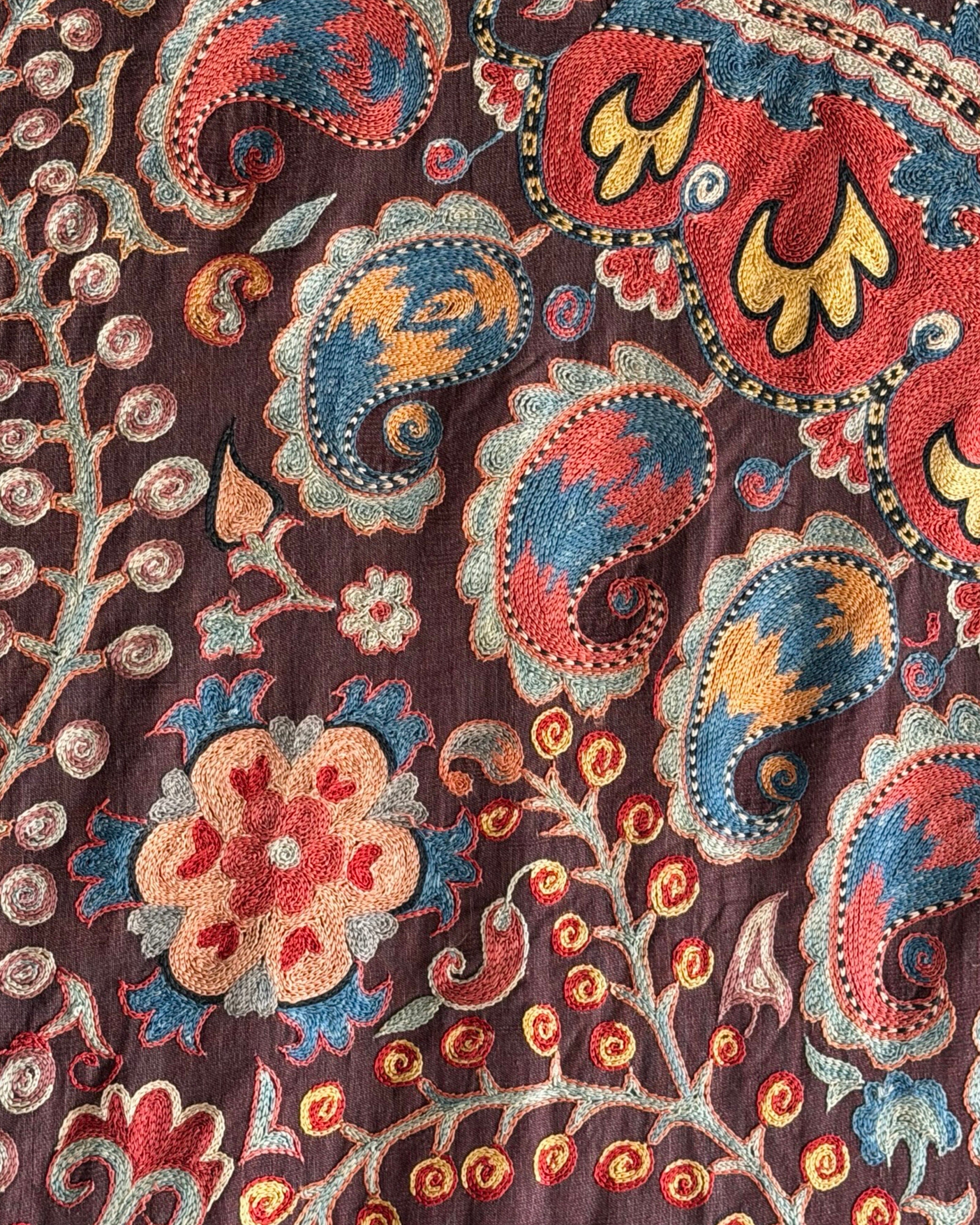 Hand Stitched Suzani (CSSU071823 | 120 x 102") Suzani Aziz Suzani 