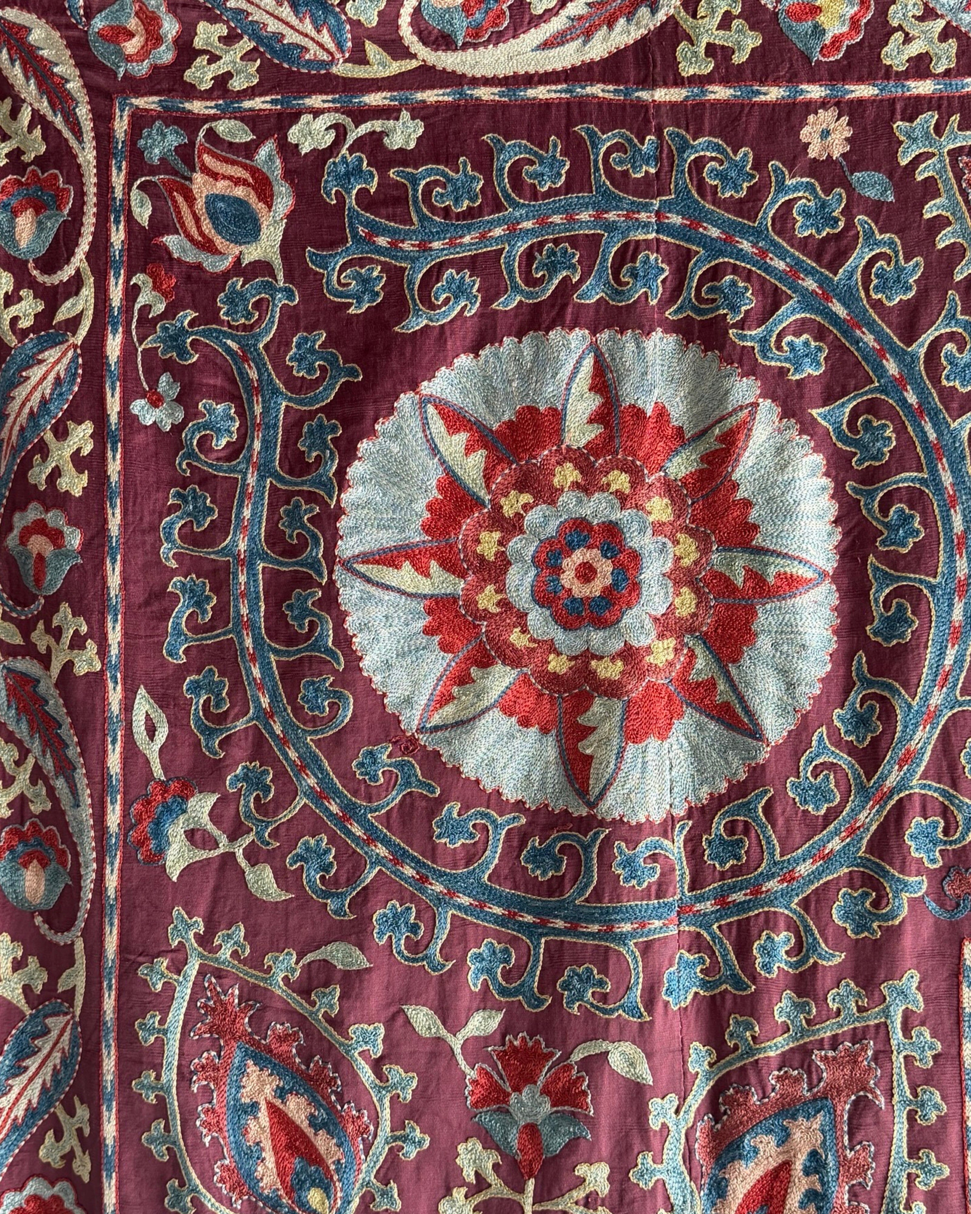 Hand Stitched Suzani (CSSU072023 | 102 x 114") Suzani Aziz Suzani 