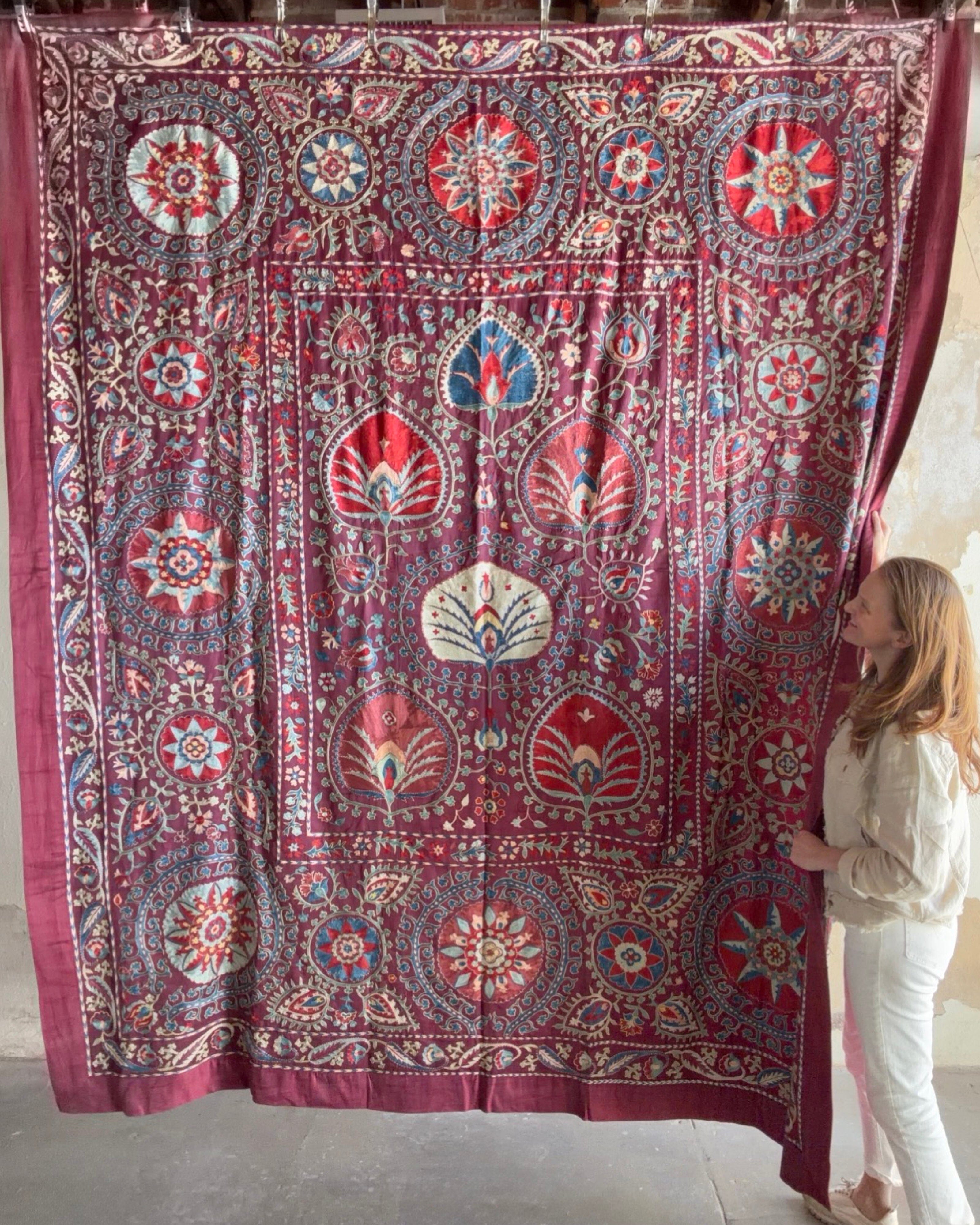 Hand Stitched Suzani (CSSU072023 | 102 x 114") Suzani Aziz Suzani 