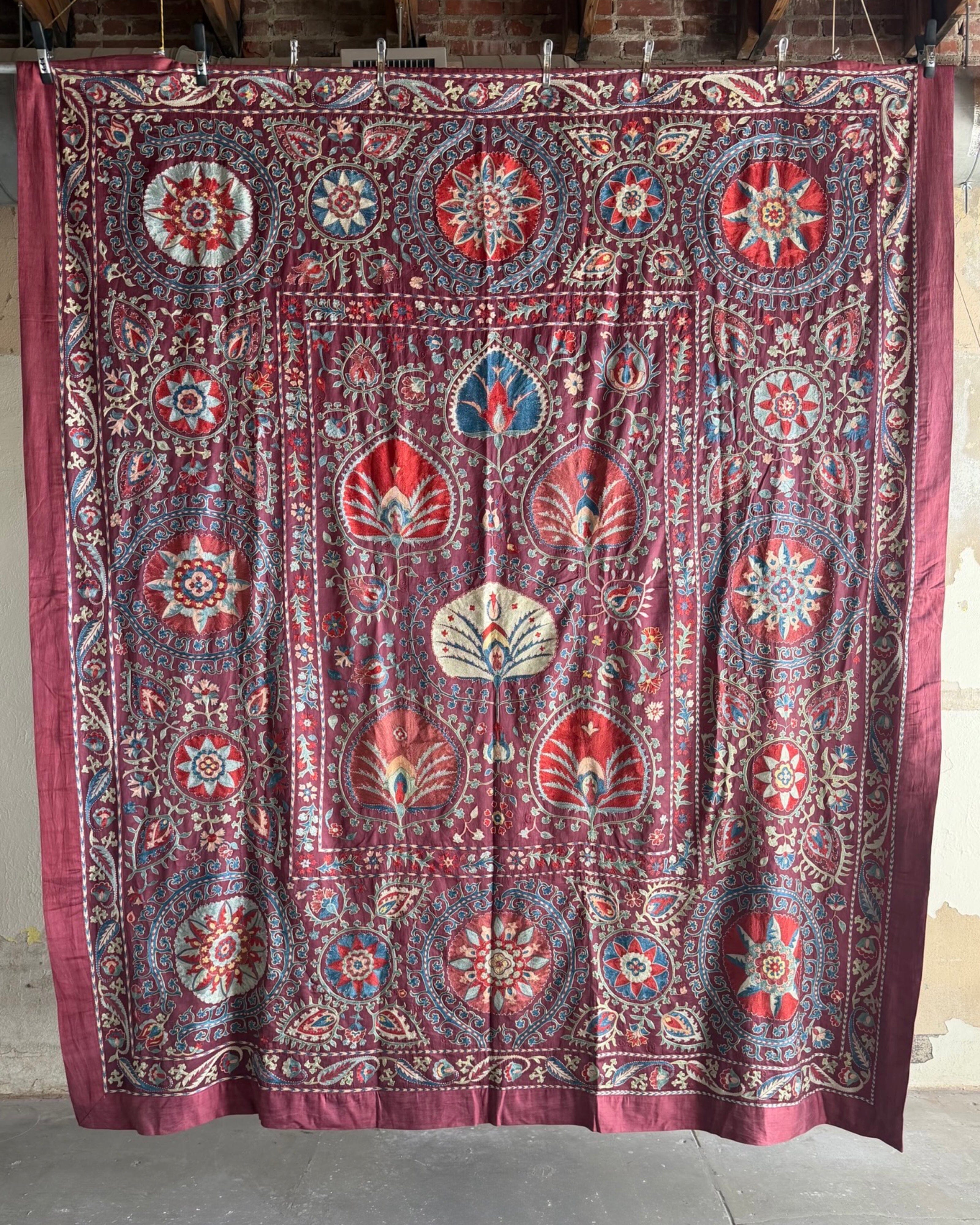 Hand Stitched Suzani (CSSU072023 | 102 x 114") Suzani Aziz Suzani 