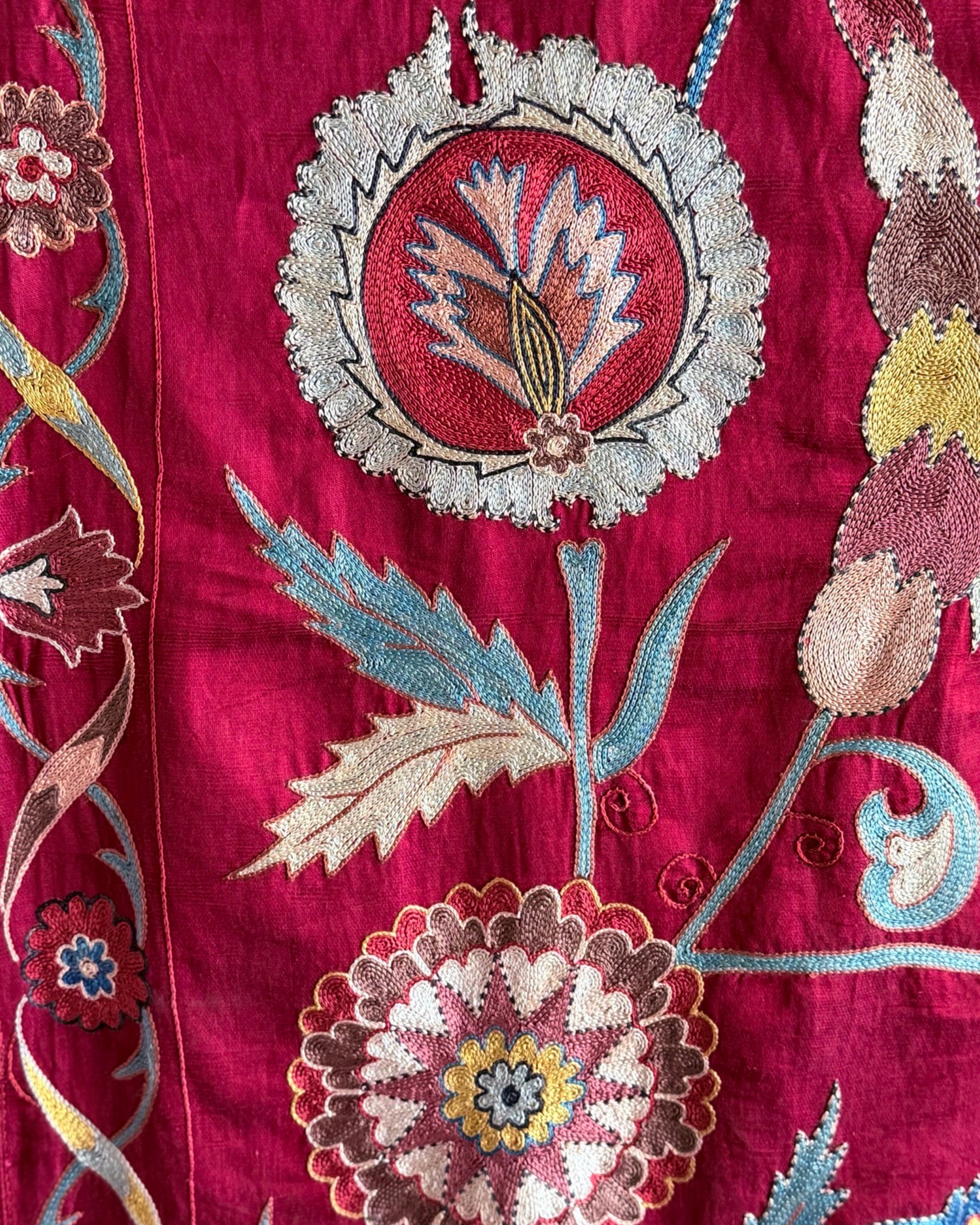 Hand Stitched Suzani (CSSU072123 | 104 x 128") Suzani Aziz Suzani 