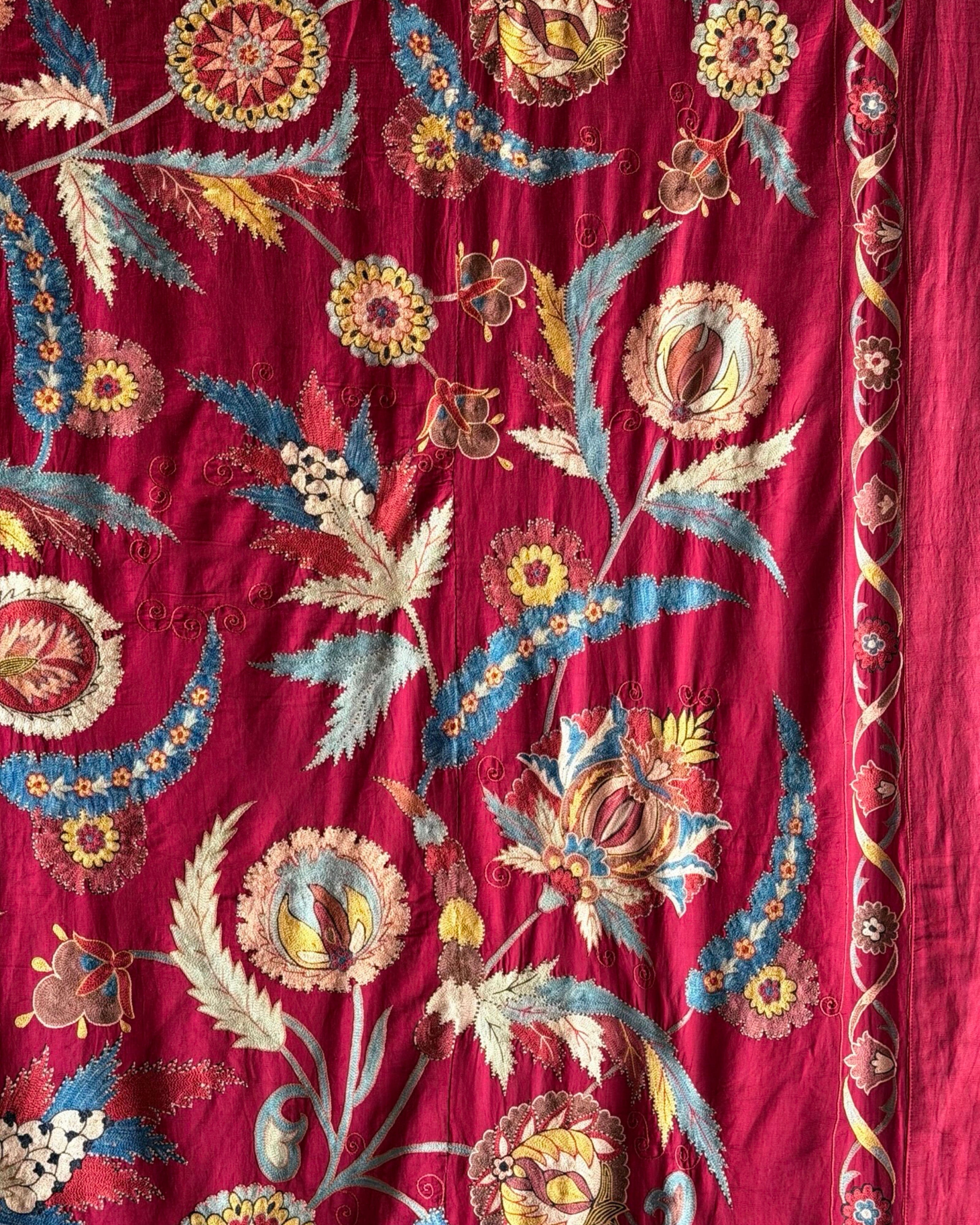 Hand Stitched Suzani (CSSU072123 | 104 x 128") Suzani Aziz Suzani 