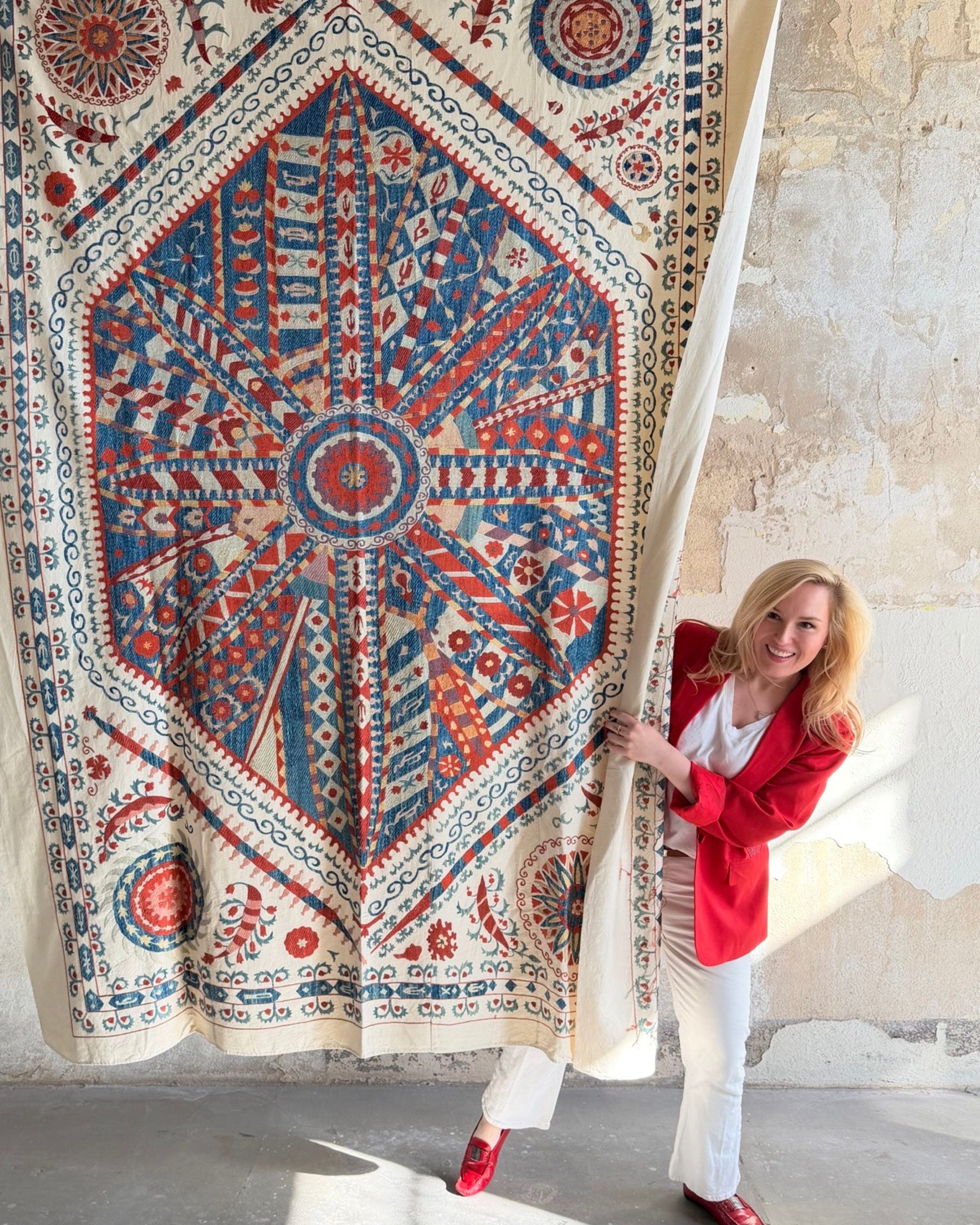 Hand Stitched Suzani (CSSU201321 | 74 x 107") Suzani Aziz Suzani 