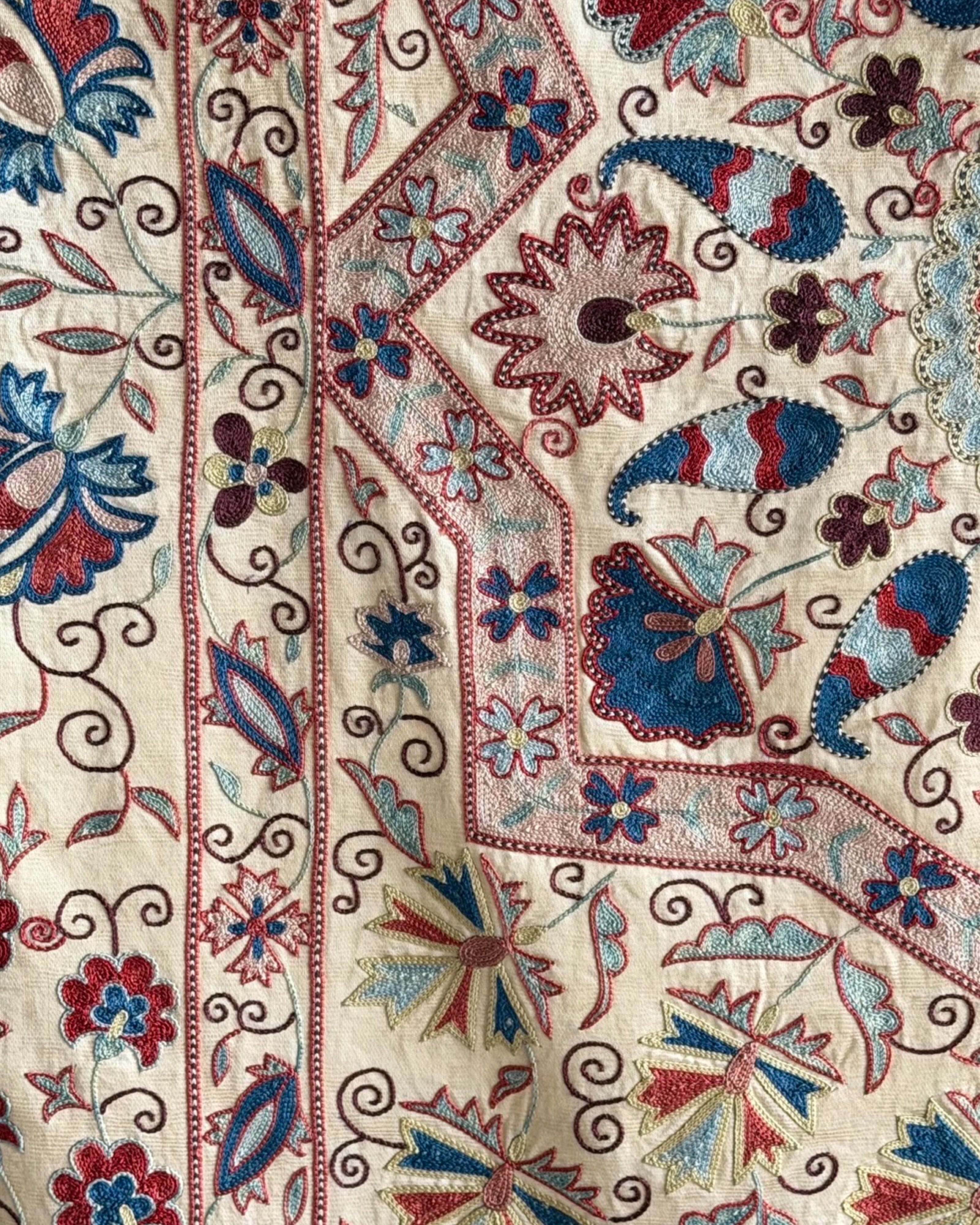 Hand Stitched Suzani (CSSU210921 | 80 x 102") Suzani Aziz Suzani 
