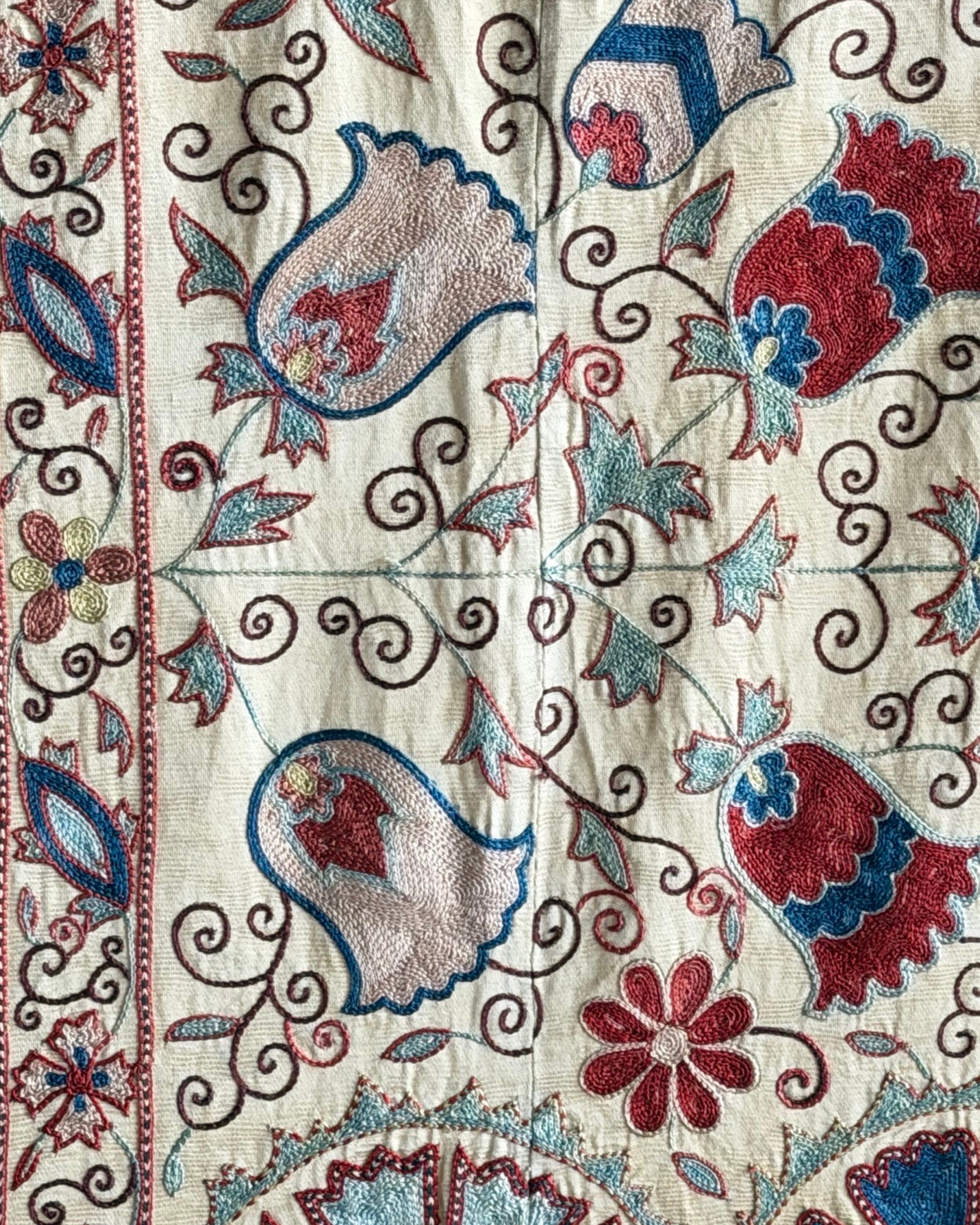 Hand Stitched Suzani (CSSU210921 | 80 x 102") Suzani Aziz Suzani 