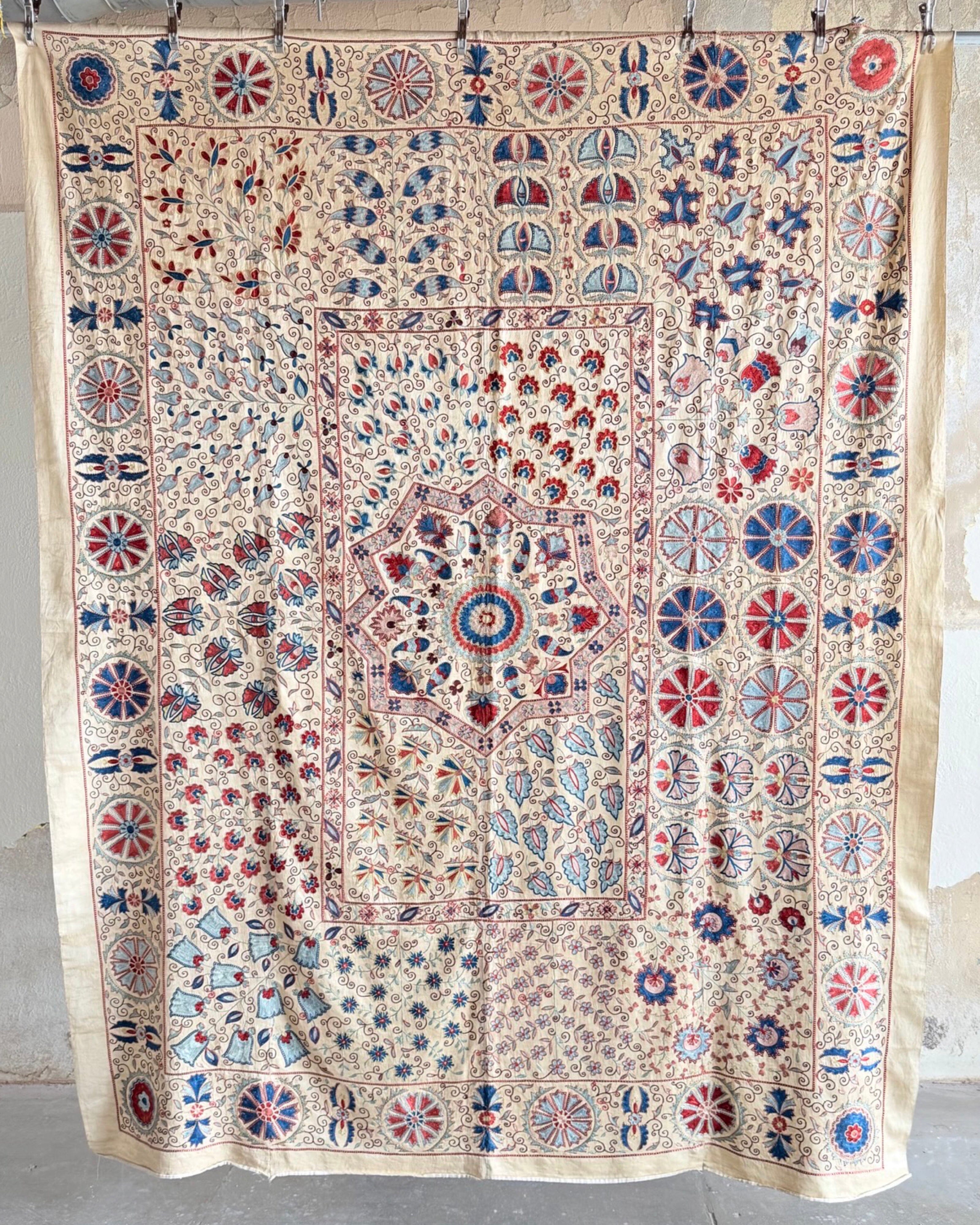 Hand Stitched Suzani (CSSU210921 | 80 x 102") Suzani Aziz Suzani 