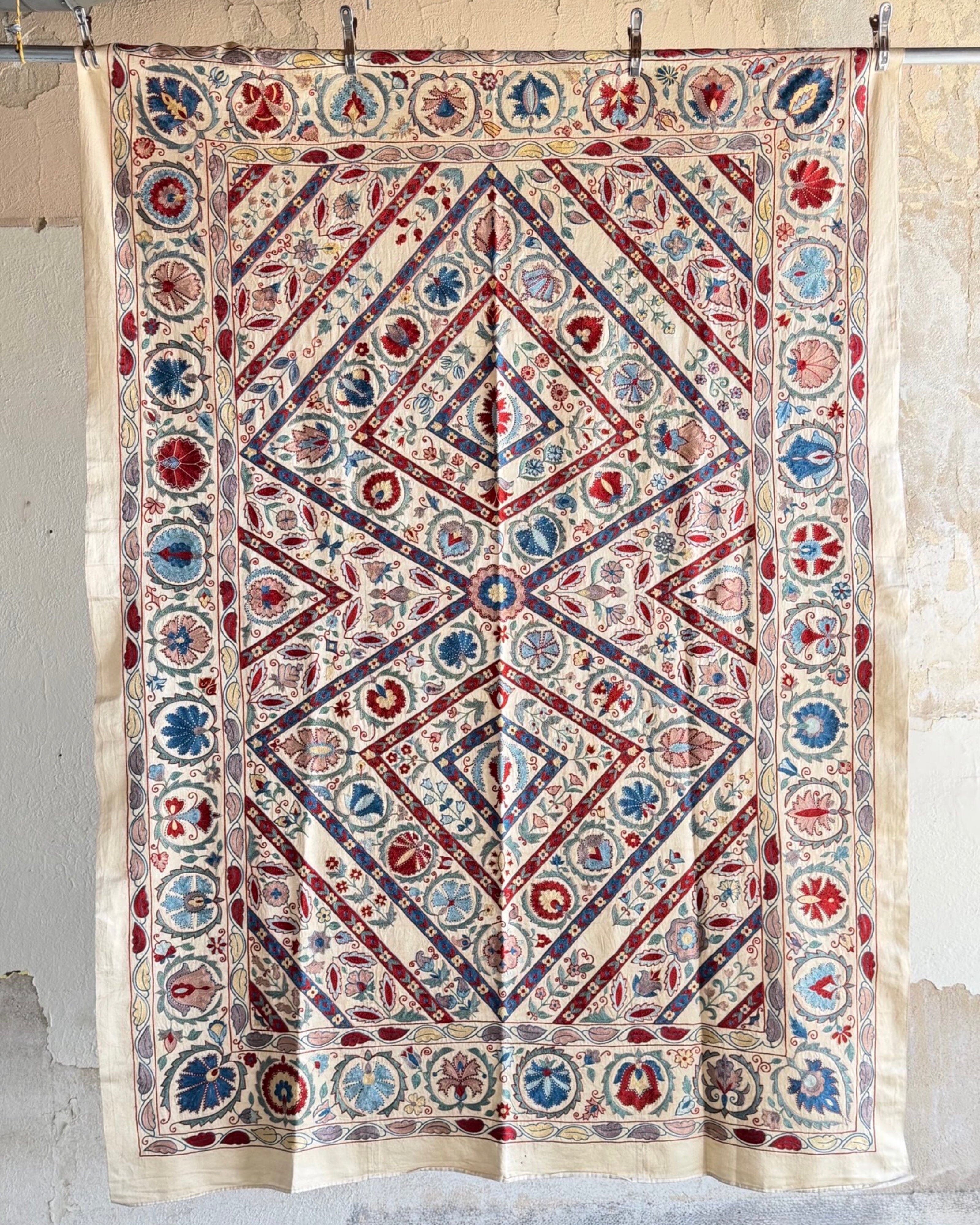 Hand Stitched Suzani (CSSU211621 | 60 x 85") Suzani Aziz Suzani 
