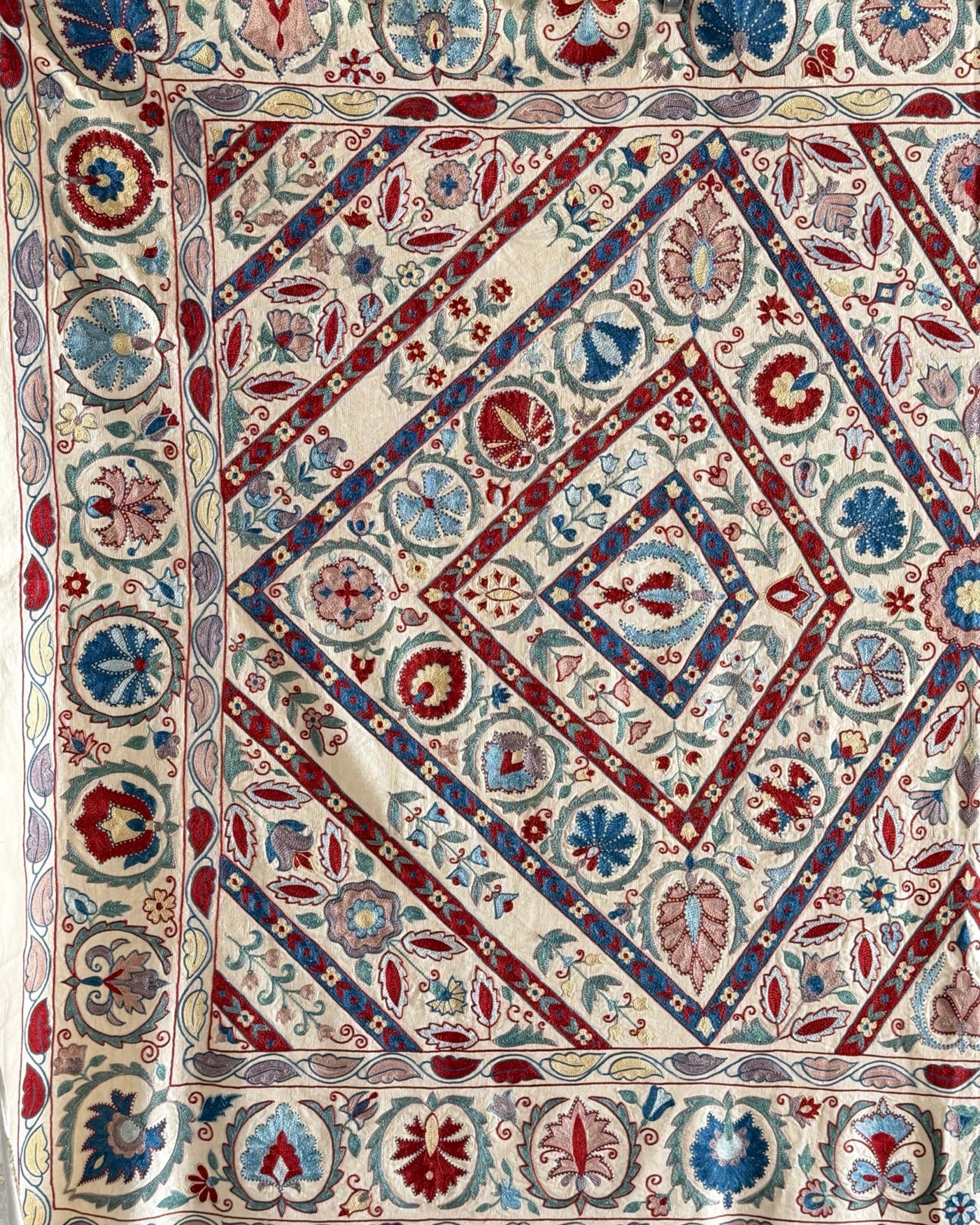 Hand Stitched Suzani (CSSU211621 | 60 x 85") Suzani Aziz Suzani 