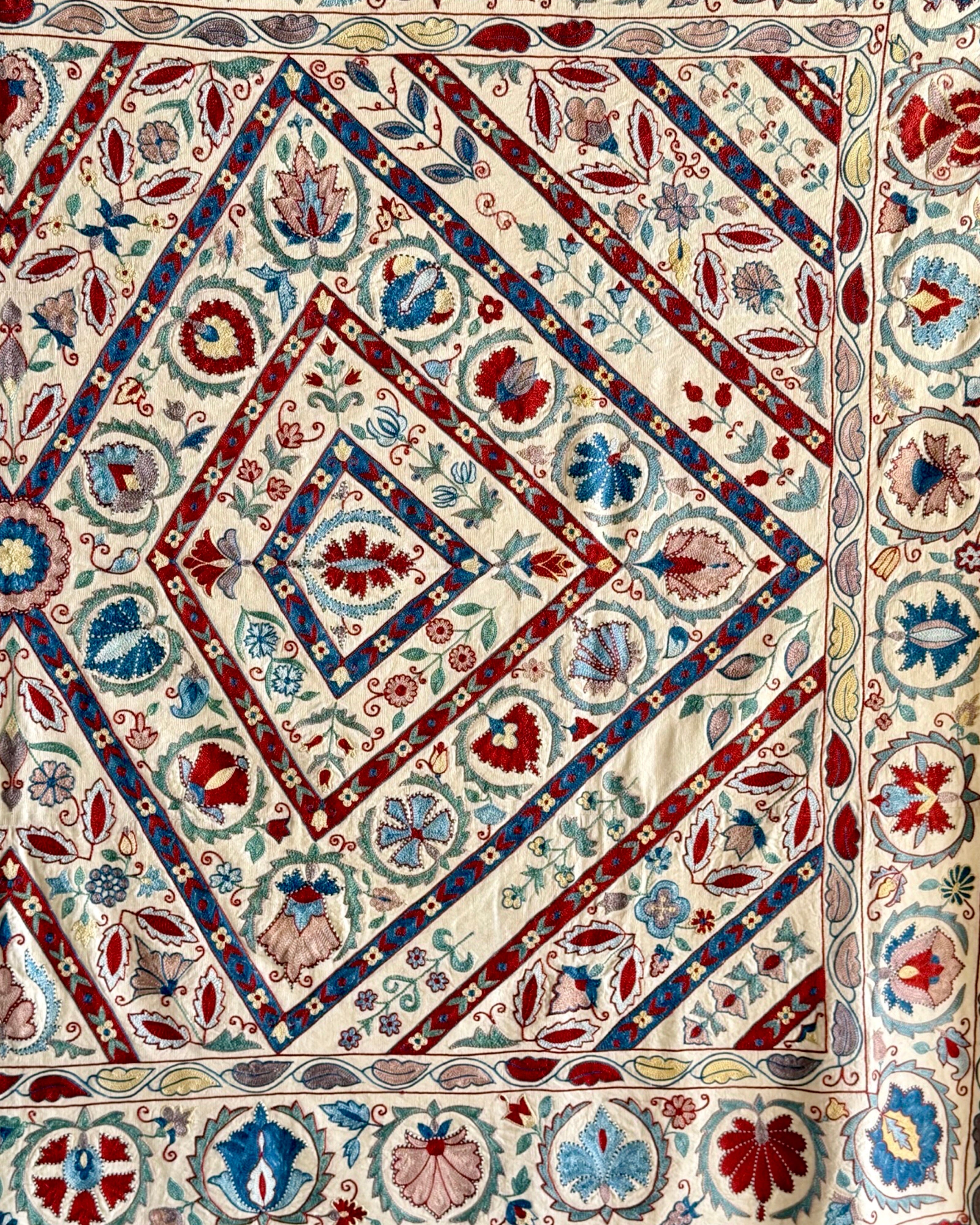 Hand Stitched Suzani (CSSU211621 | 60 x 85") Suzani Aziz Suzani 