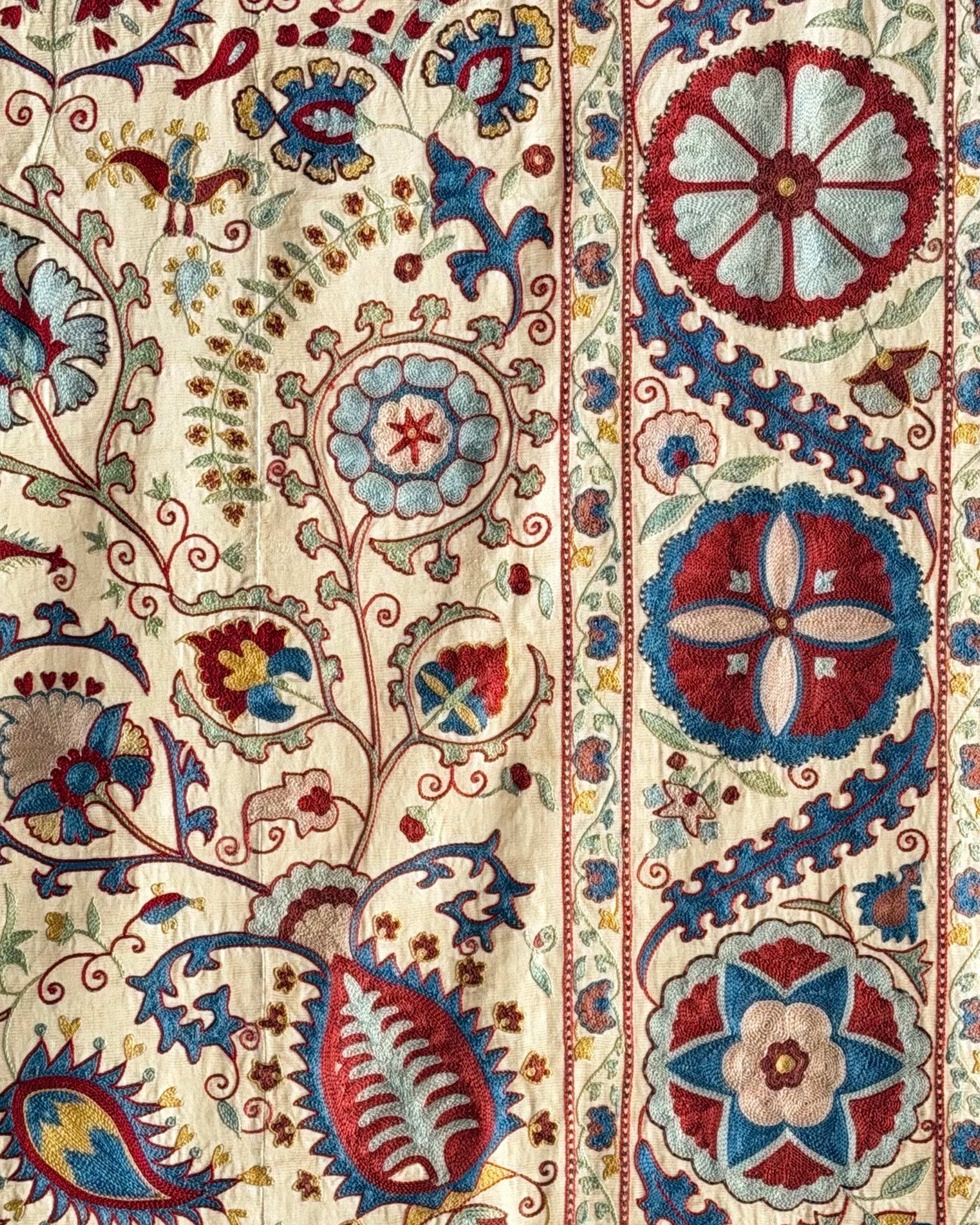 Hand Stitched Suzani (CSSU212521 | 62 x 79") Suzani Aziz Suzani 