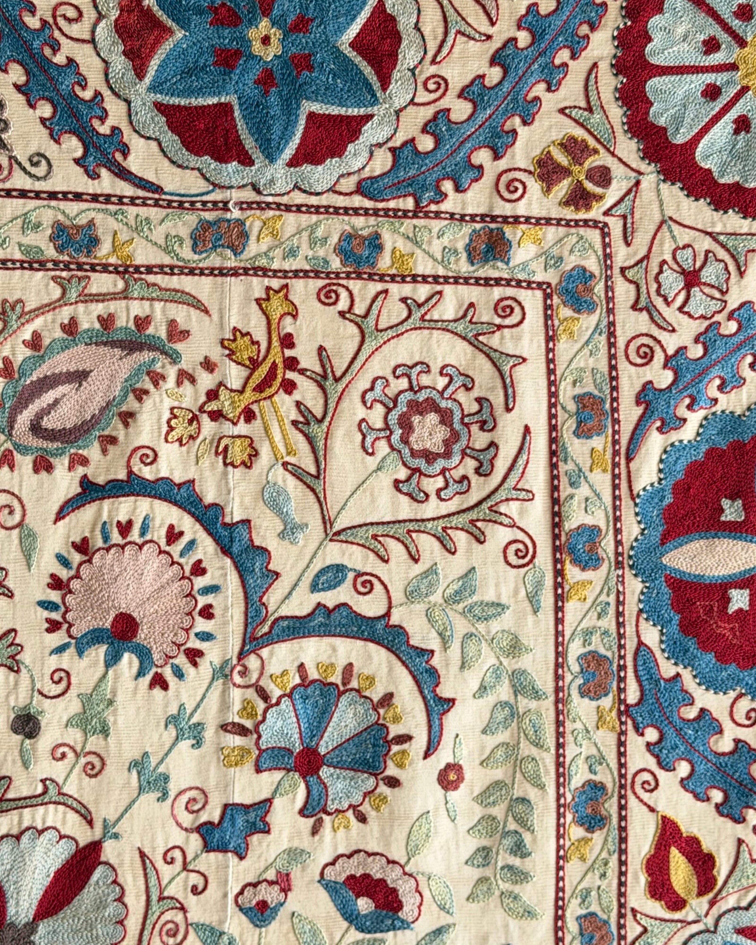 Hand Stitched Suzani (CSSU212521 | 62 x 79") Suzani Aziz Suzani 