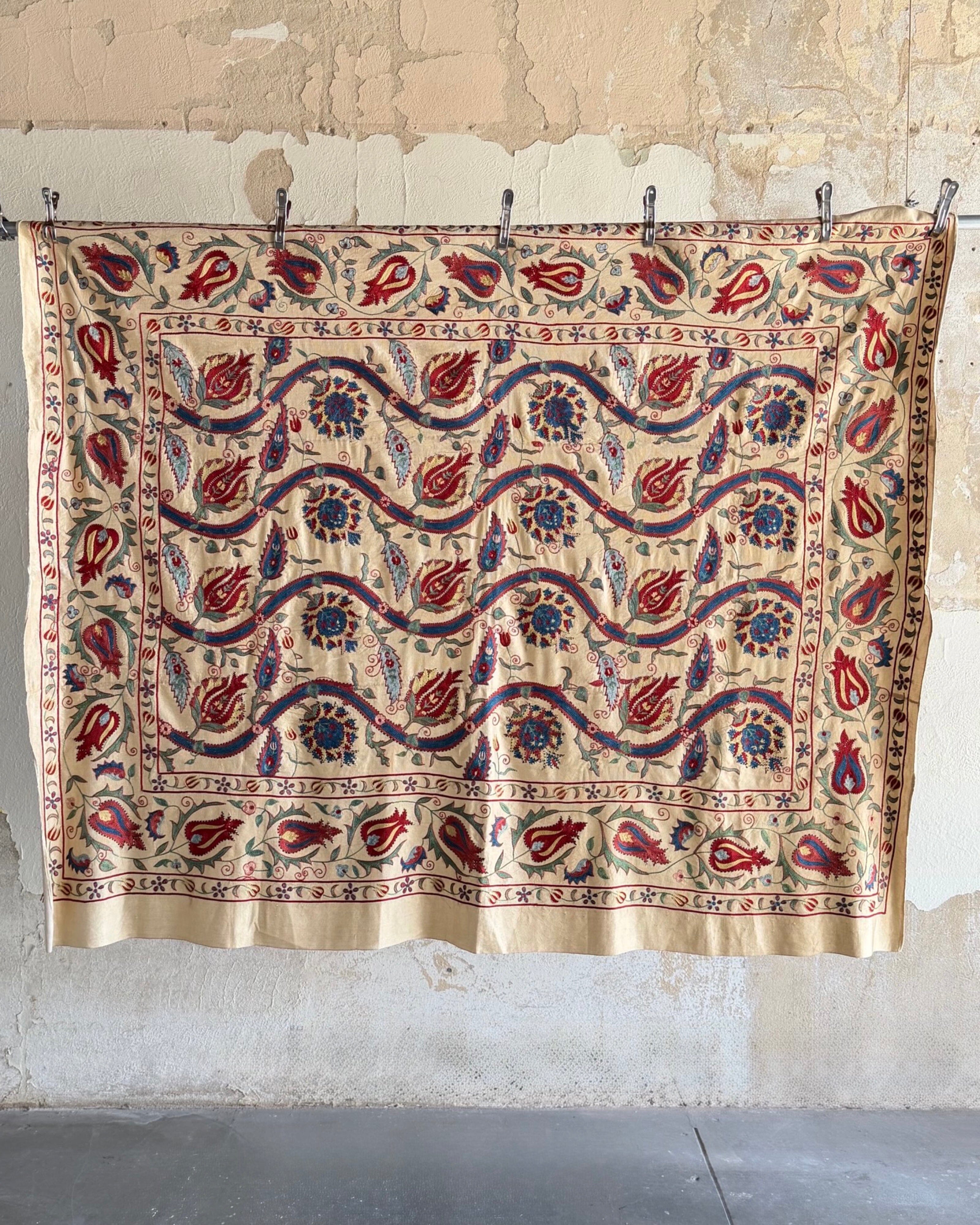 Hand Stitched Suzani (CSSU220322 | 62 x 74 1/2") Suzani Aziz Suzani 