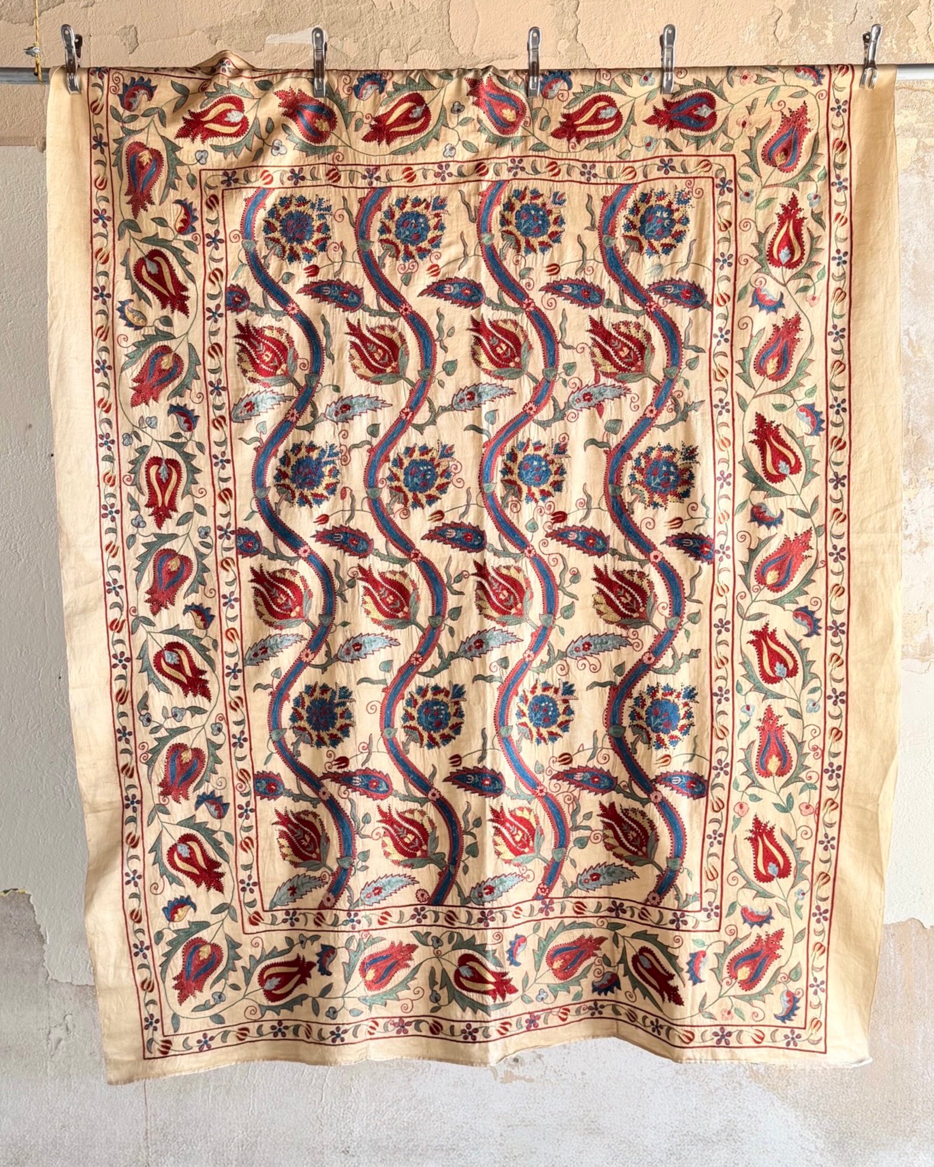 Hand Stitched Suzani (CSSU220322 | 62 x 74 1/2") Suzani Aziz Suzani 