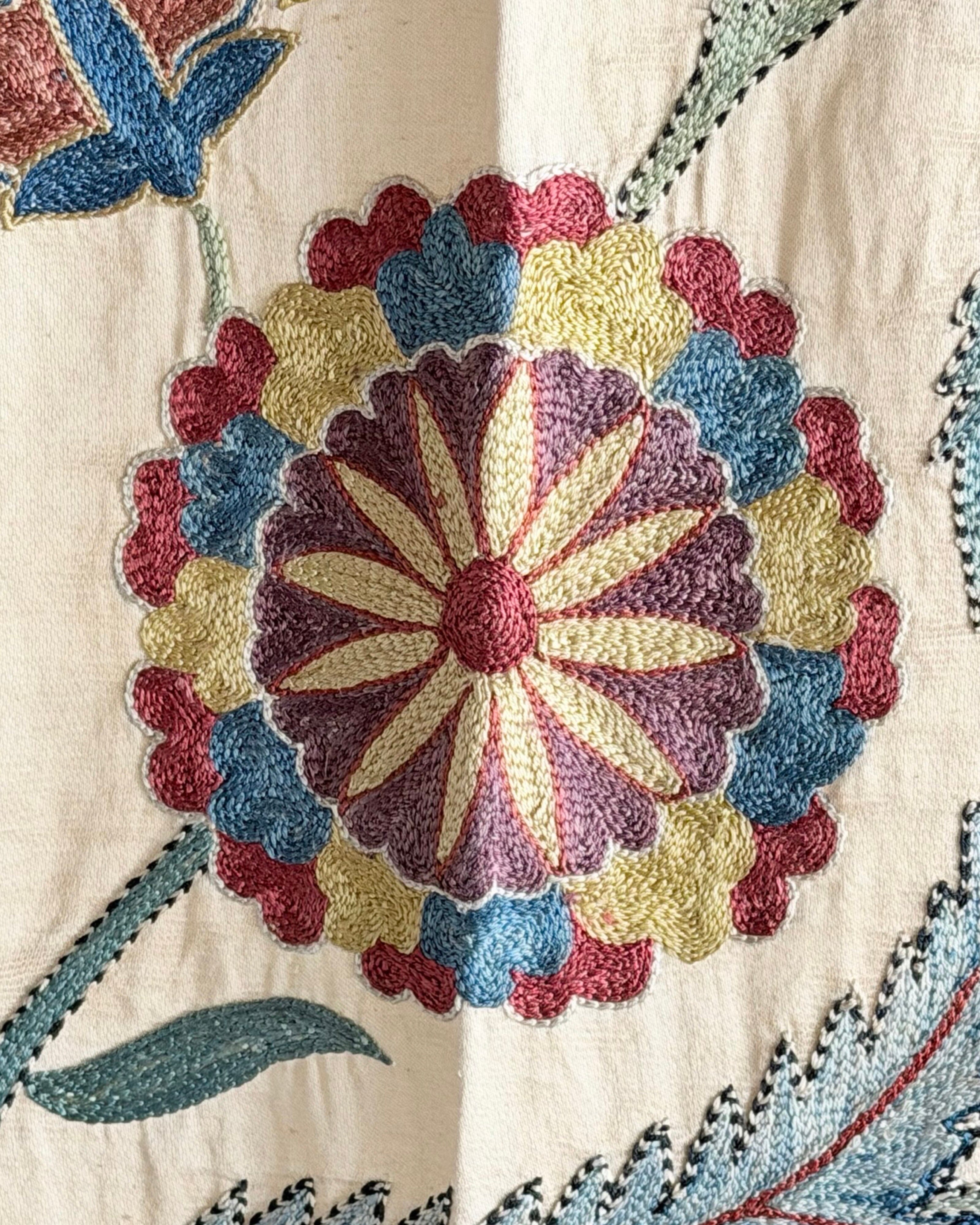 Hand Stitched Suzani (CSSU221822| 60 1/4 x 81") Suzani Aziz Suzani 