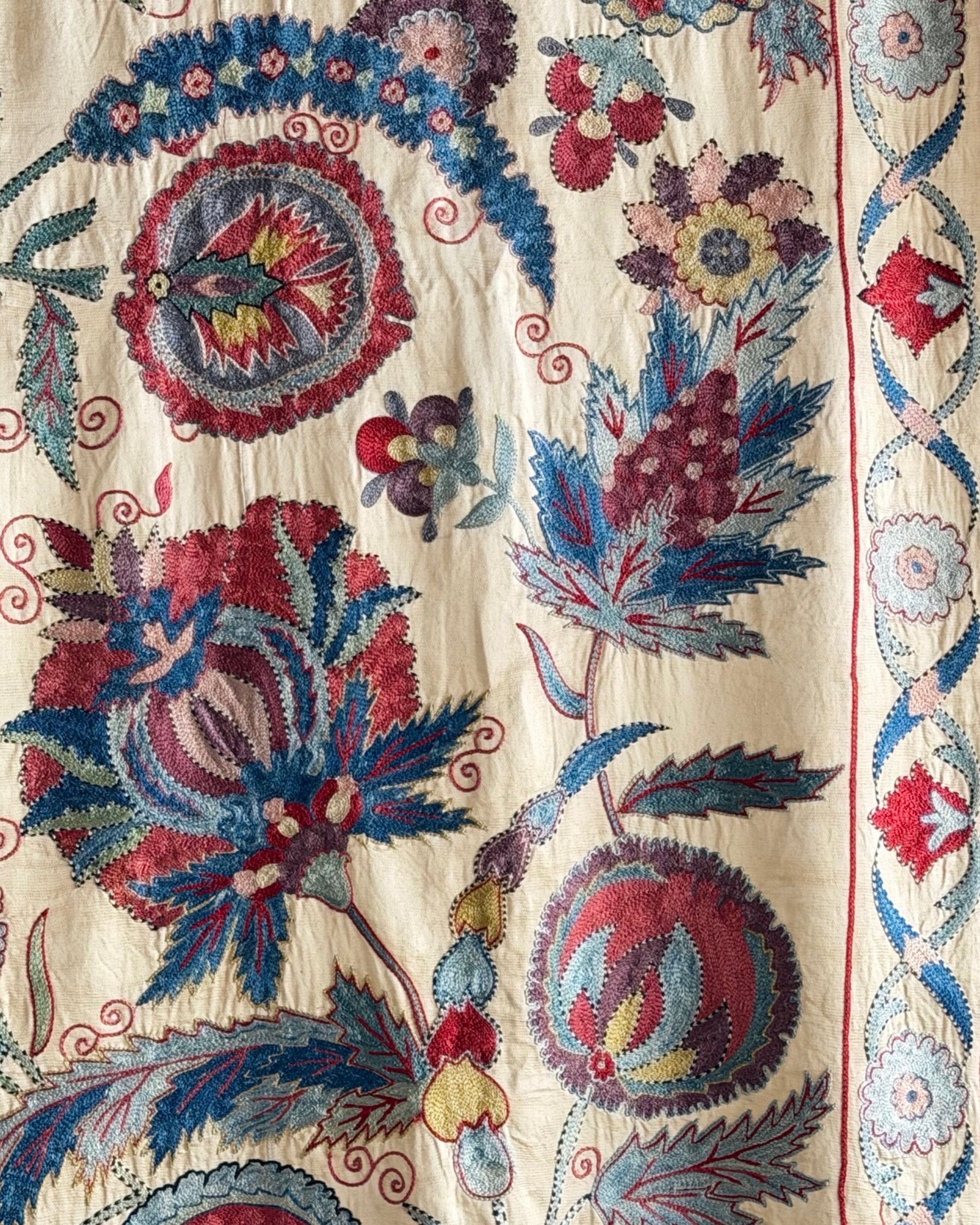 Hand Stitched Suzani (CSSU221822| 60 1/4 x 81") Suzani Aziz Suzani 