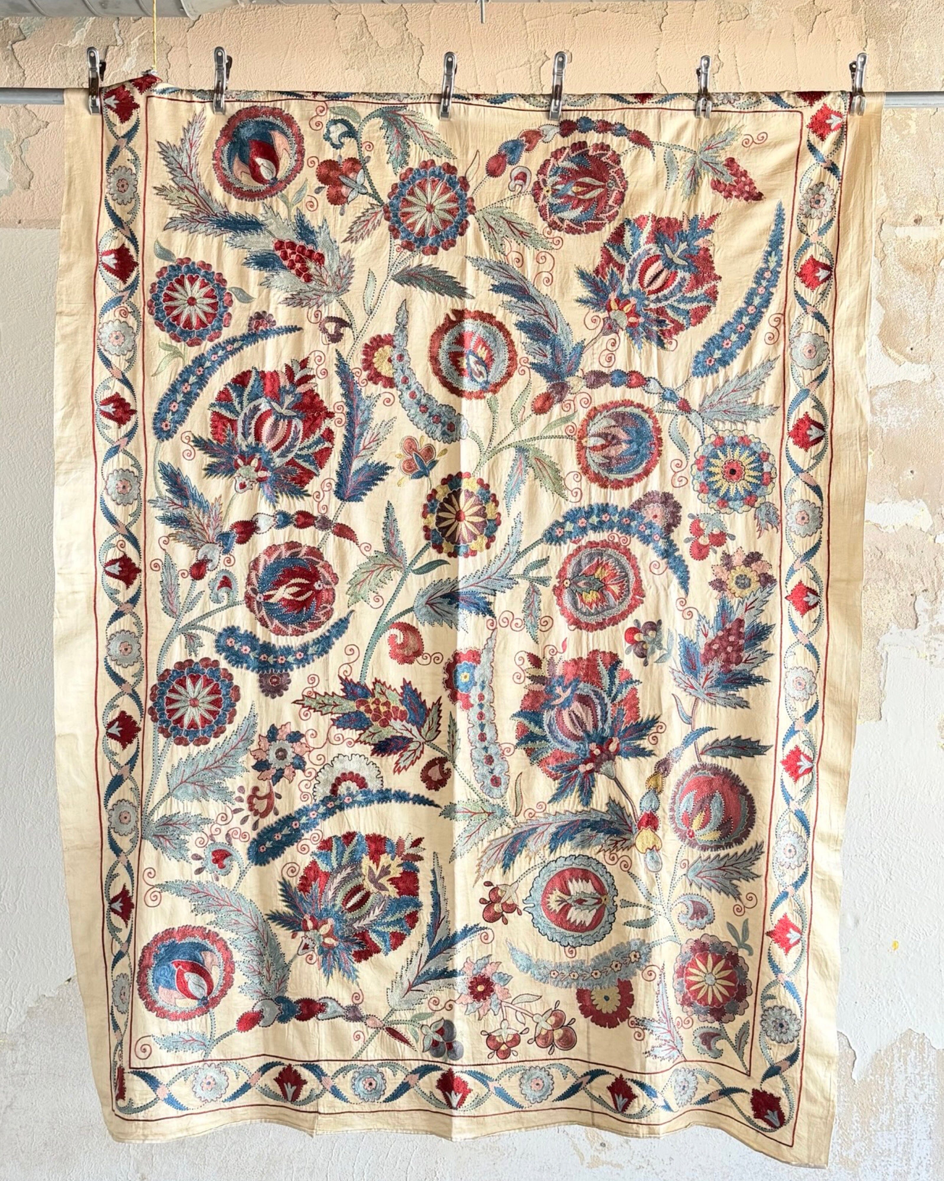 Hand Stitched Suzani (CSSU221822| 60 1/4 x 81") Suzani Aziz Suzani 