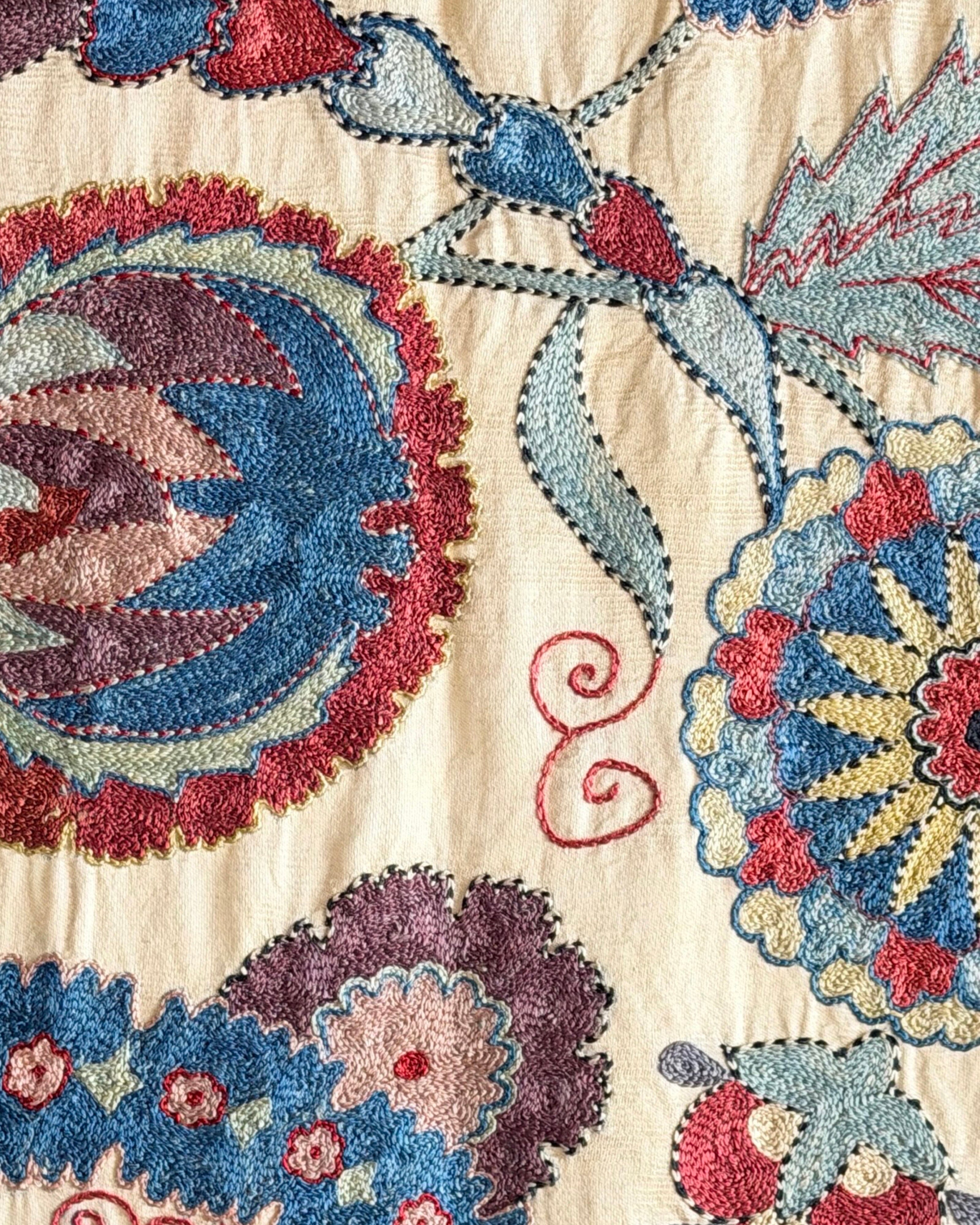 Hand Stitched Suzani (CSSU221822| 60 1/4 x 81") Suzani Aziz Suzani 