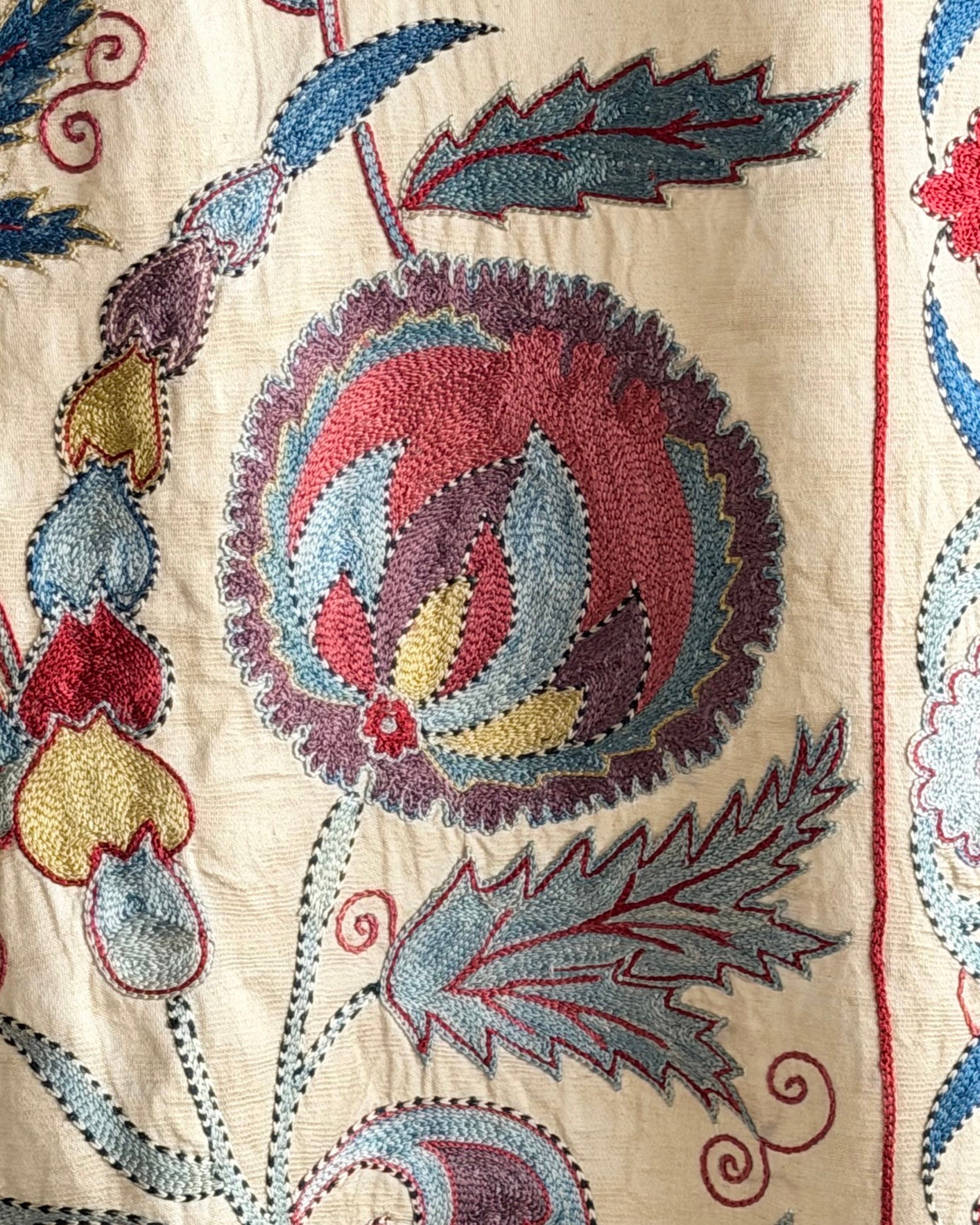Hand Stitched Suzani (CSSU221822| 60 1/4 x 81") Suzani Aziz Suzani 