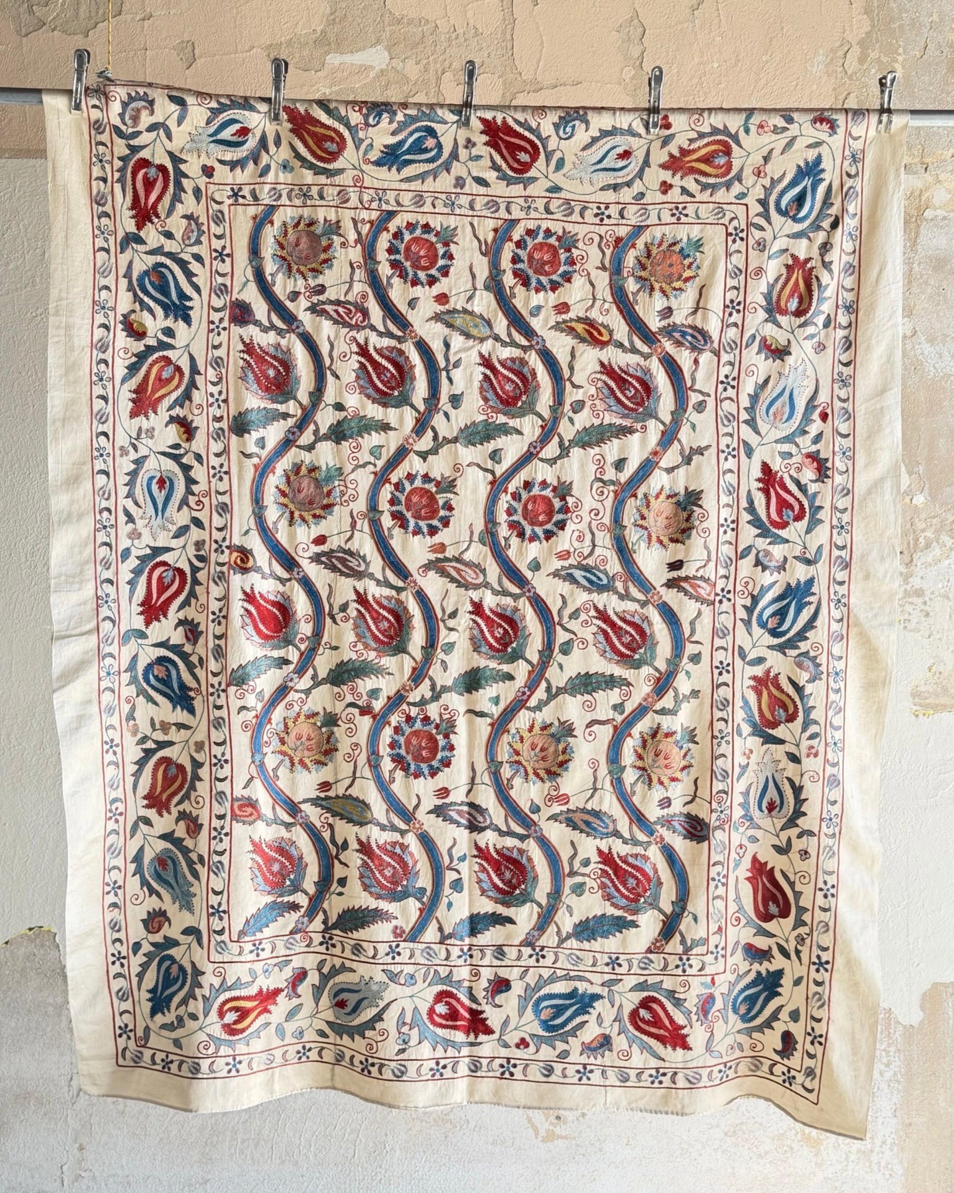 Hand Stitched Suzani (CSSU221922| 62 x 75 1/2") Suzani Aziz Suzani 