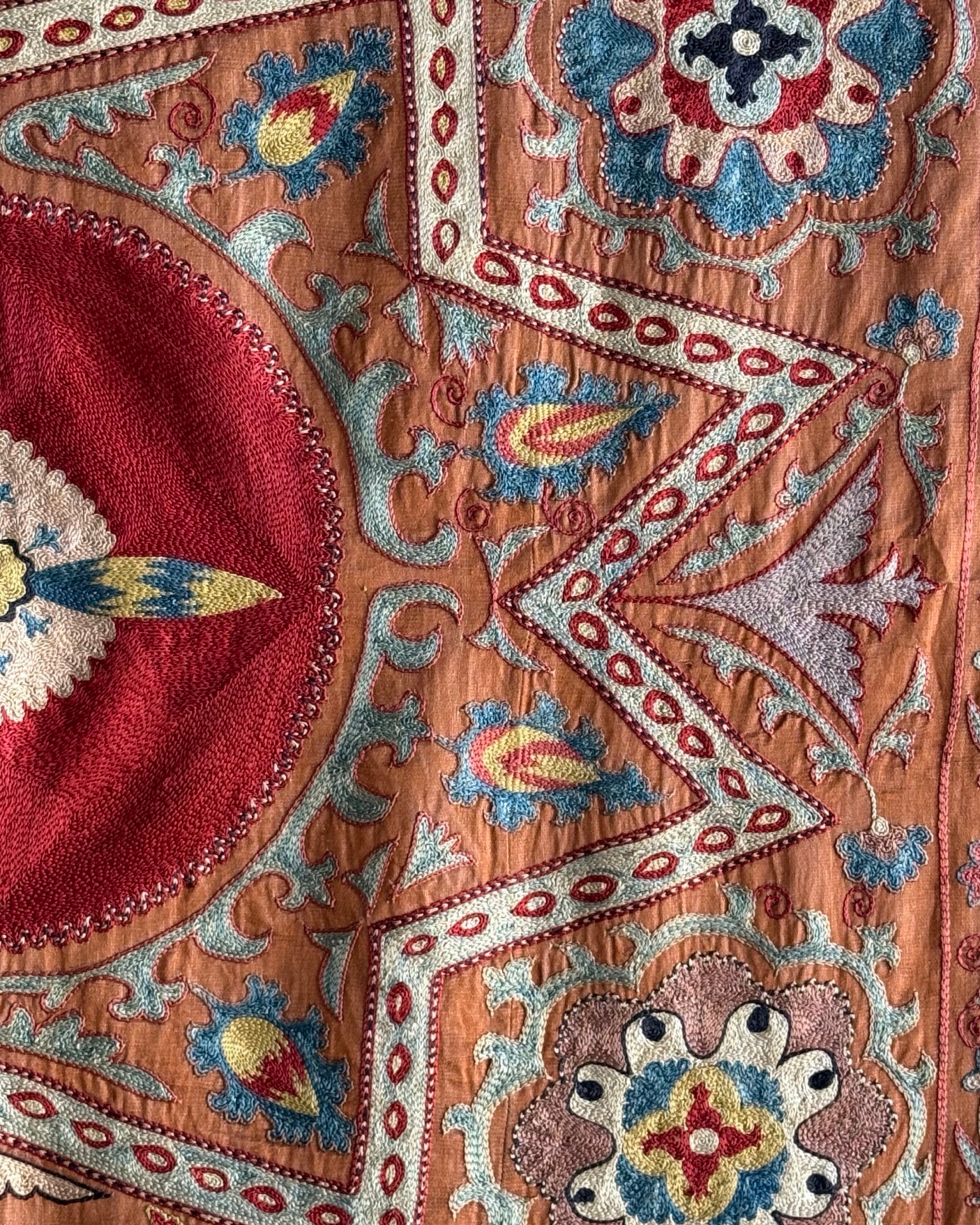 Hand Stitched Suzani (CSSU46325 | 63" x 95") Suzani Aziz Suzani 