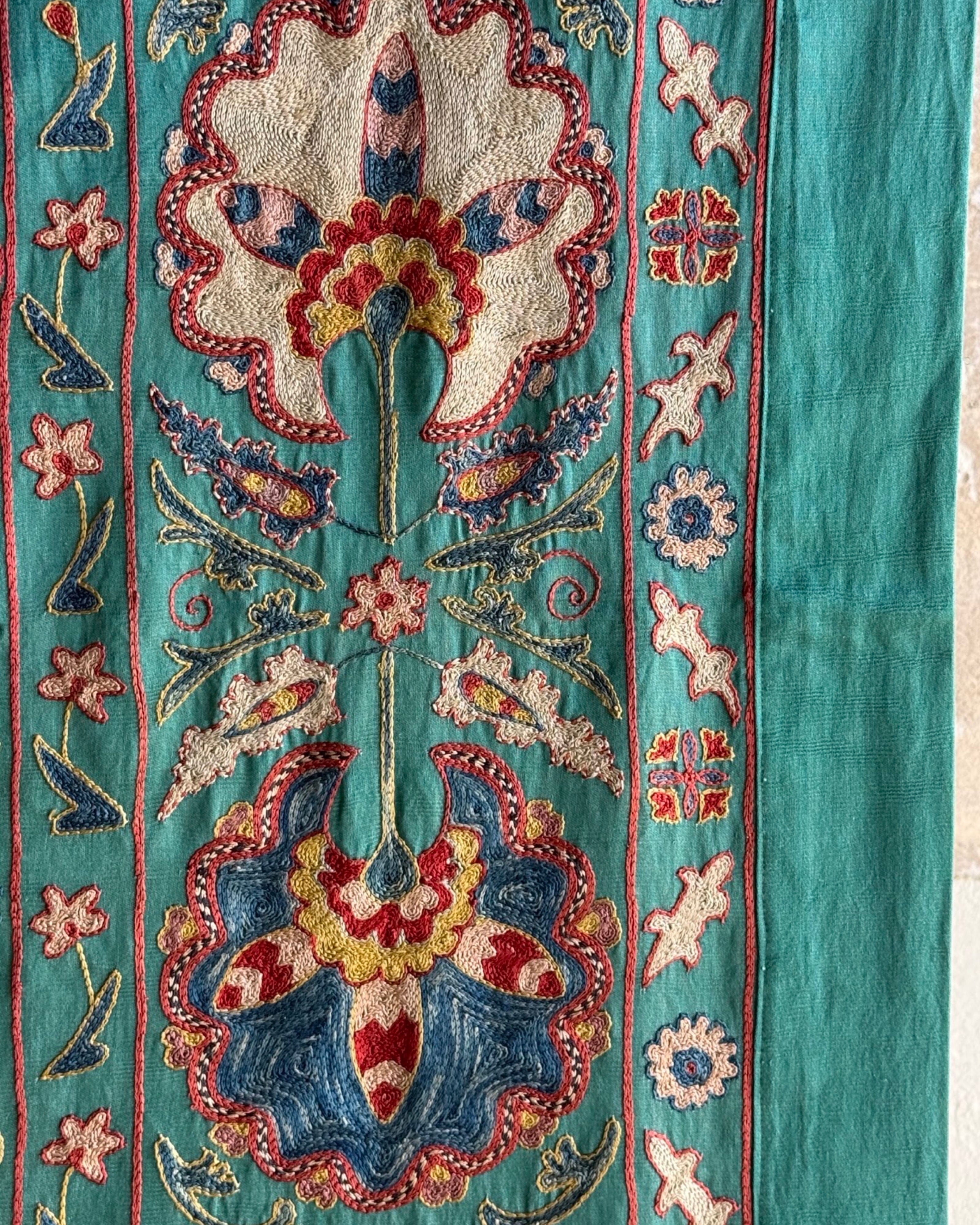 Hand Stitched Suzani (CSSU46825 | 64" x 95") Suzani Aziz Suzani 