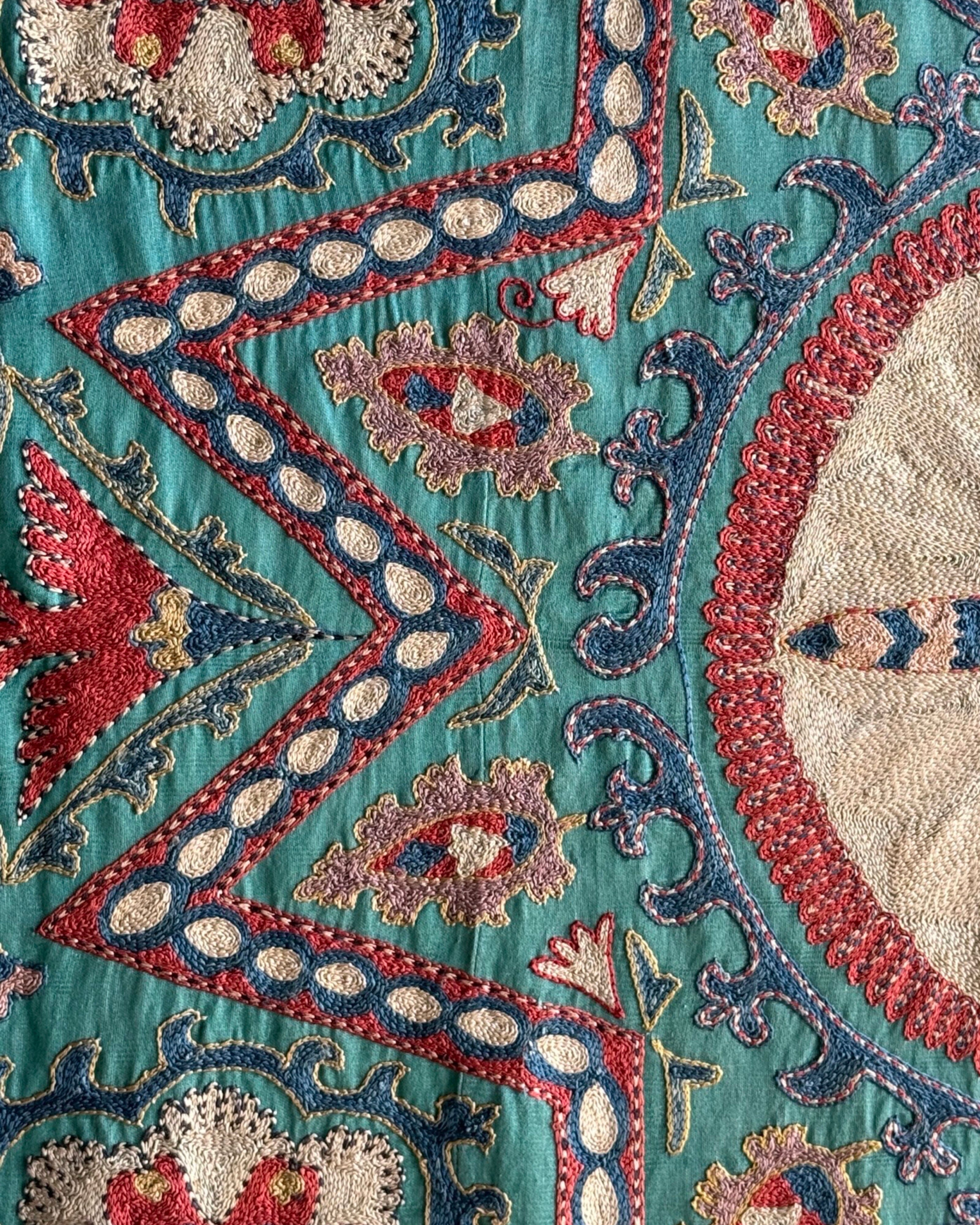 Hand Stitched Suzani (CSSU46825 | 64" x 95") Suzani Aziz Suzani 