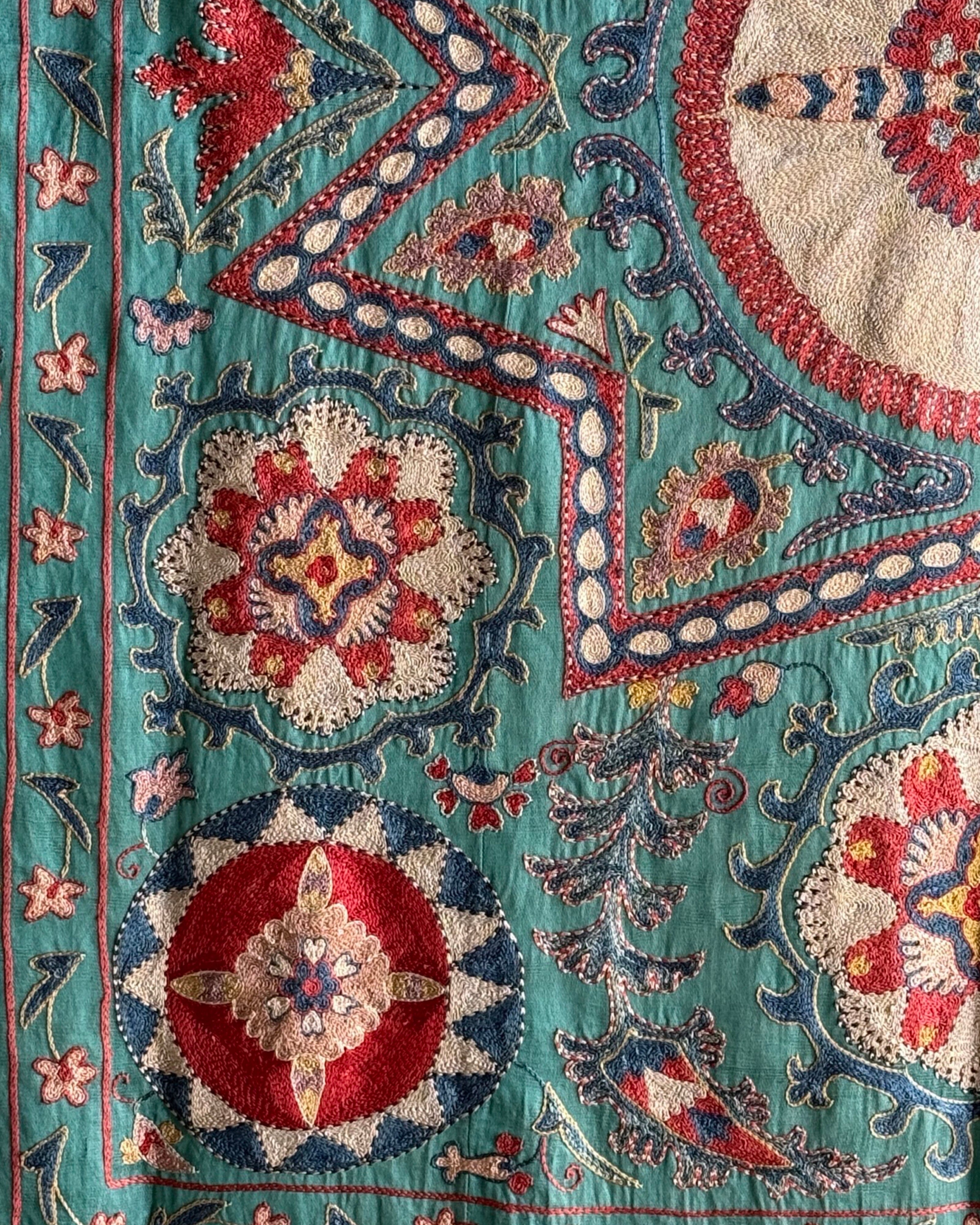 Hand Stitched Suzani (CSSU46825 | 64" x 95") Suzani Aziz Suzani 