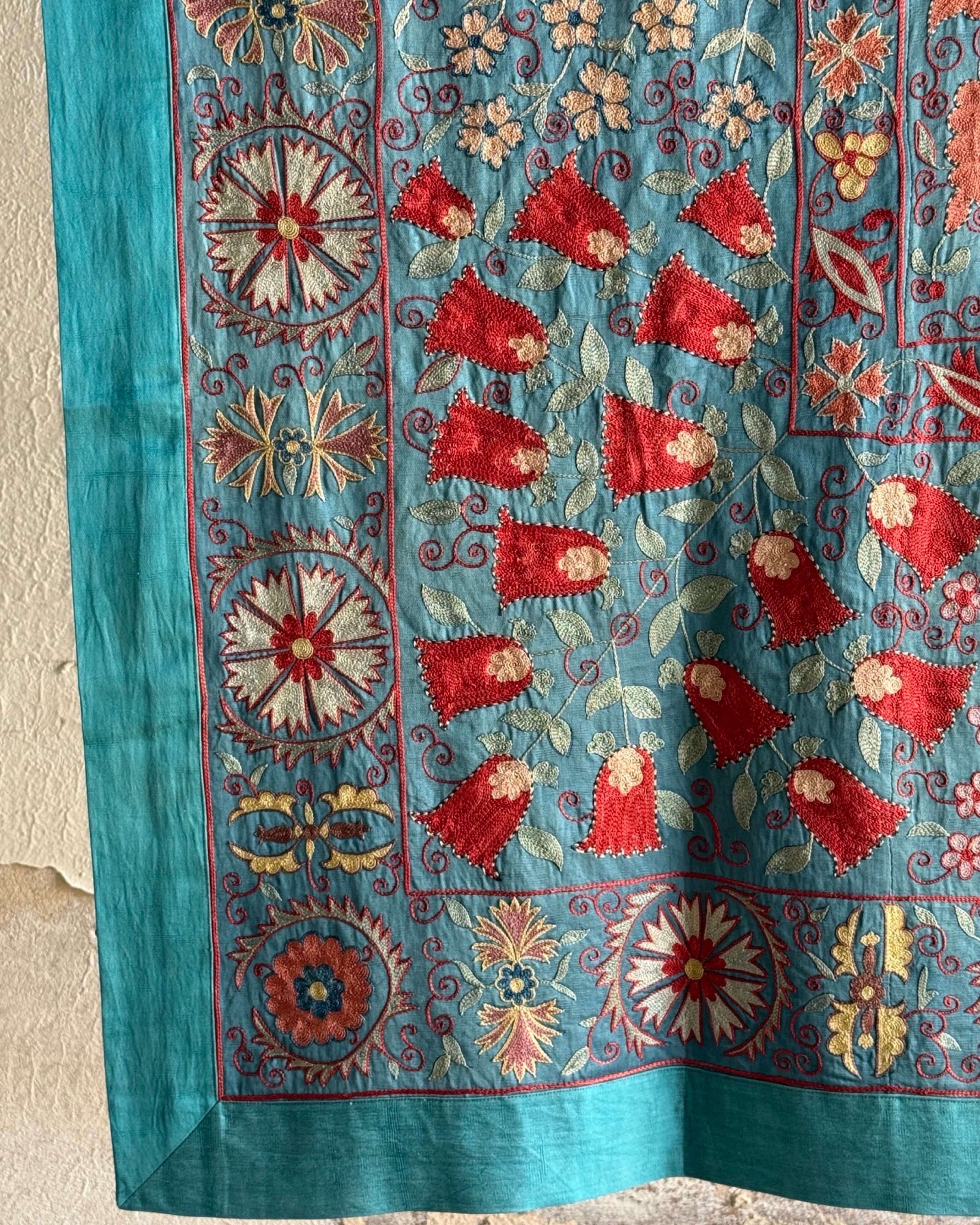 Hand Stitched Suzani (CSSU46925 | 65" x 92") Suzani Aziz Suzani 