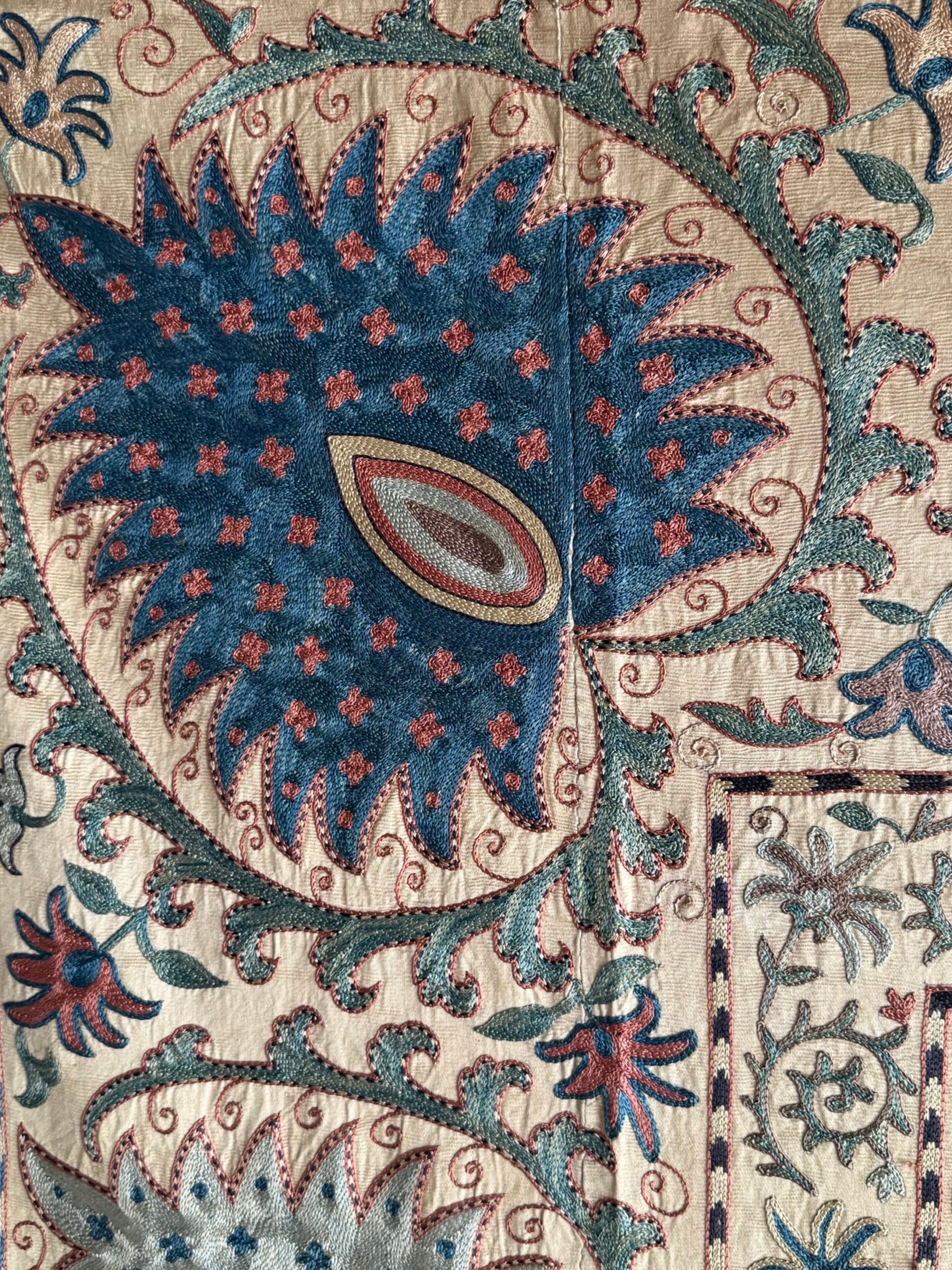 Hand Stitched Suzani (CSSU47325 | 80" x 104") Suzani Aziz Suzani 