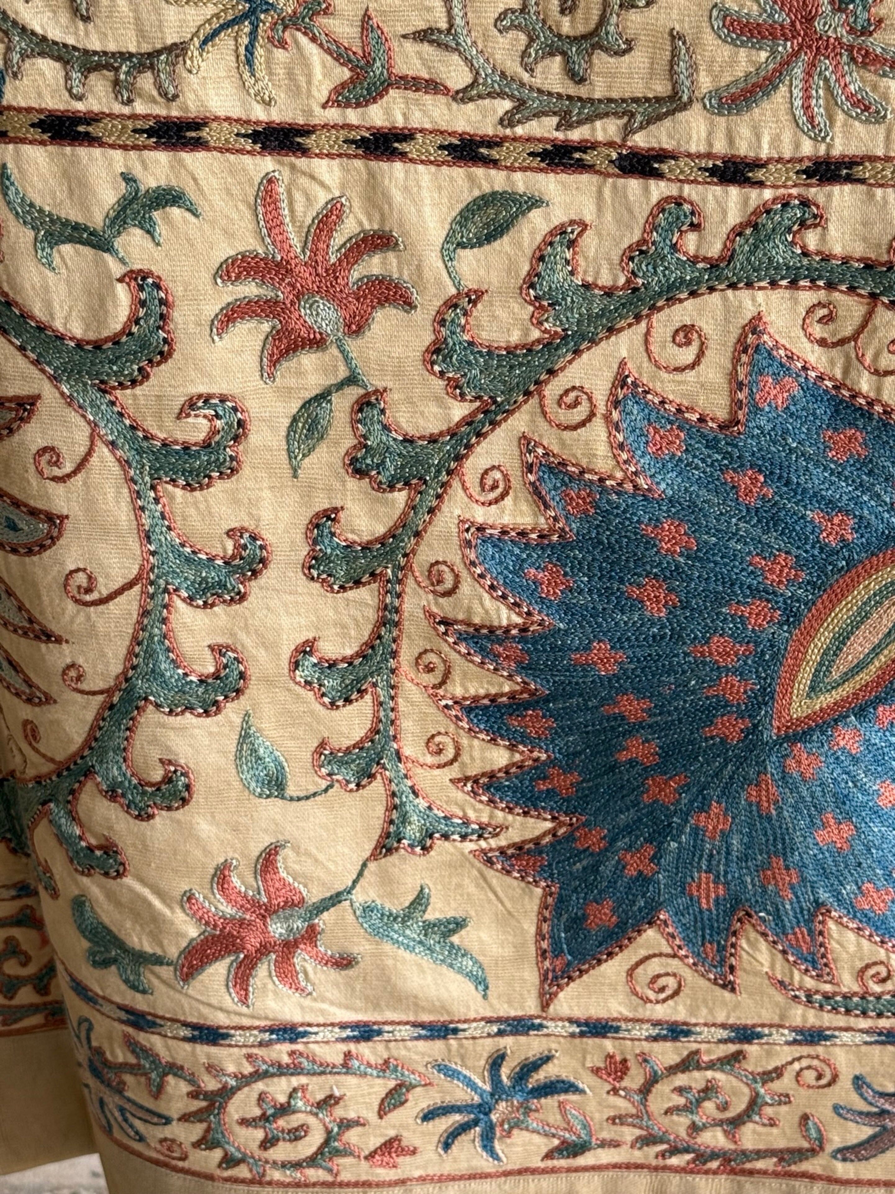 Hand Stitched Suzani (CSSU47325 | 80" x 104") Suzani Aziz Suzani 