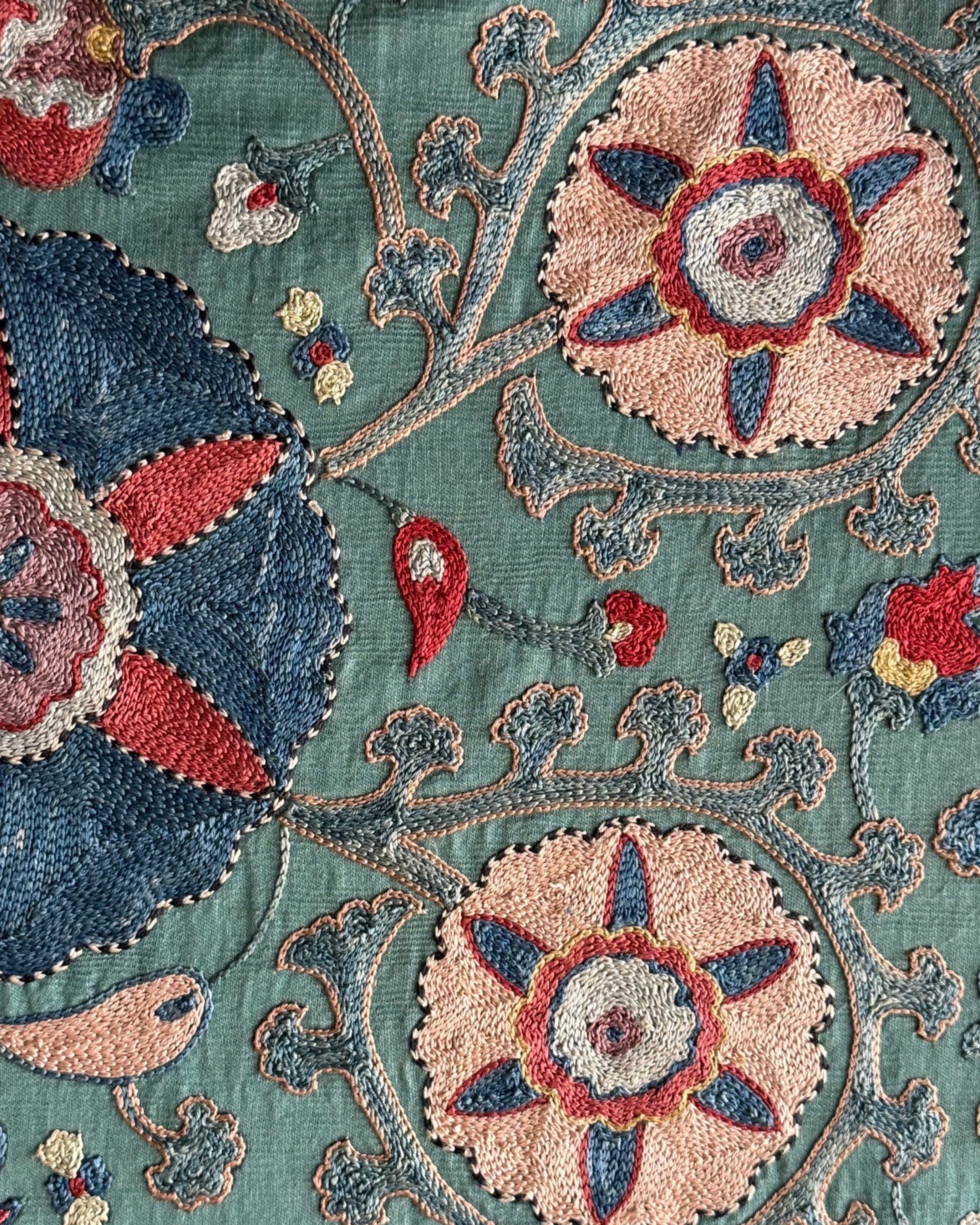 Hand Stitched Suzani (CSSU47425 | 83" x 105") Suzani Aziz Suzani 