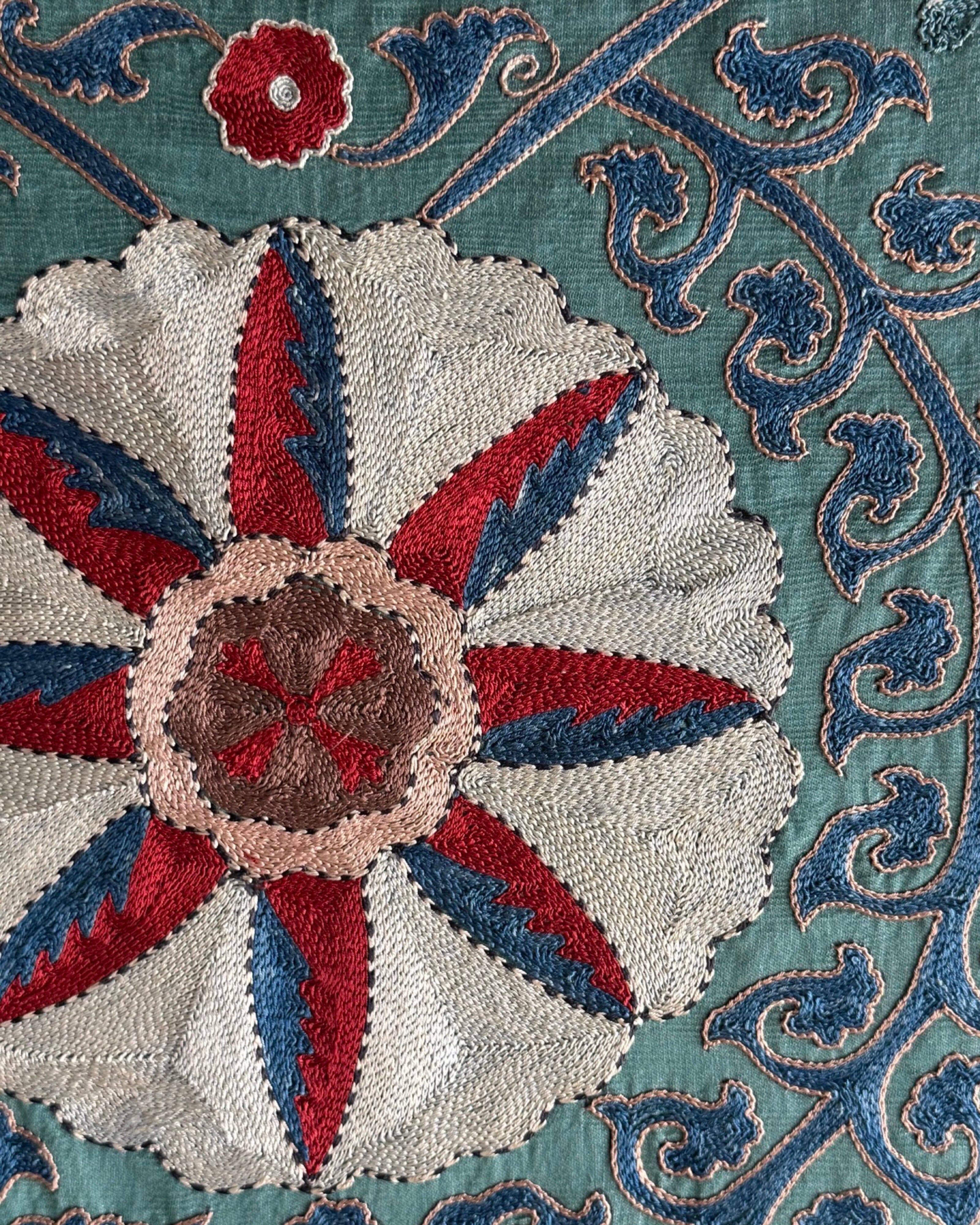 Hand Stitched Suzani (CSSU47425 | 83" x 105") Suzani Aziz Suzani 