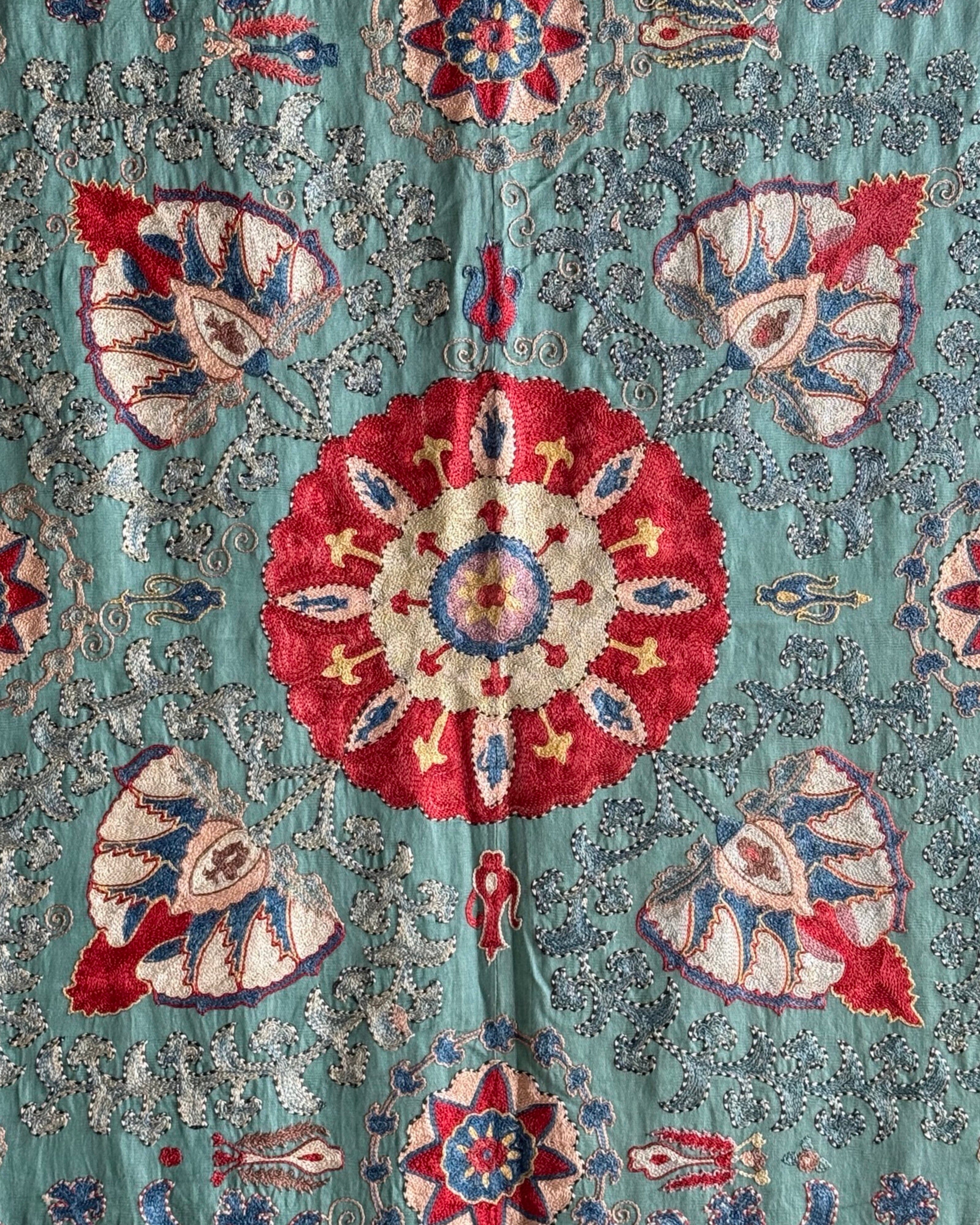 Hand Stitched Suzani (CSSU47425 | 83" x 105") Suzani Aziz Suzani 