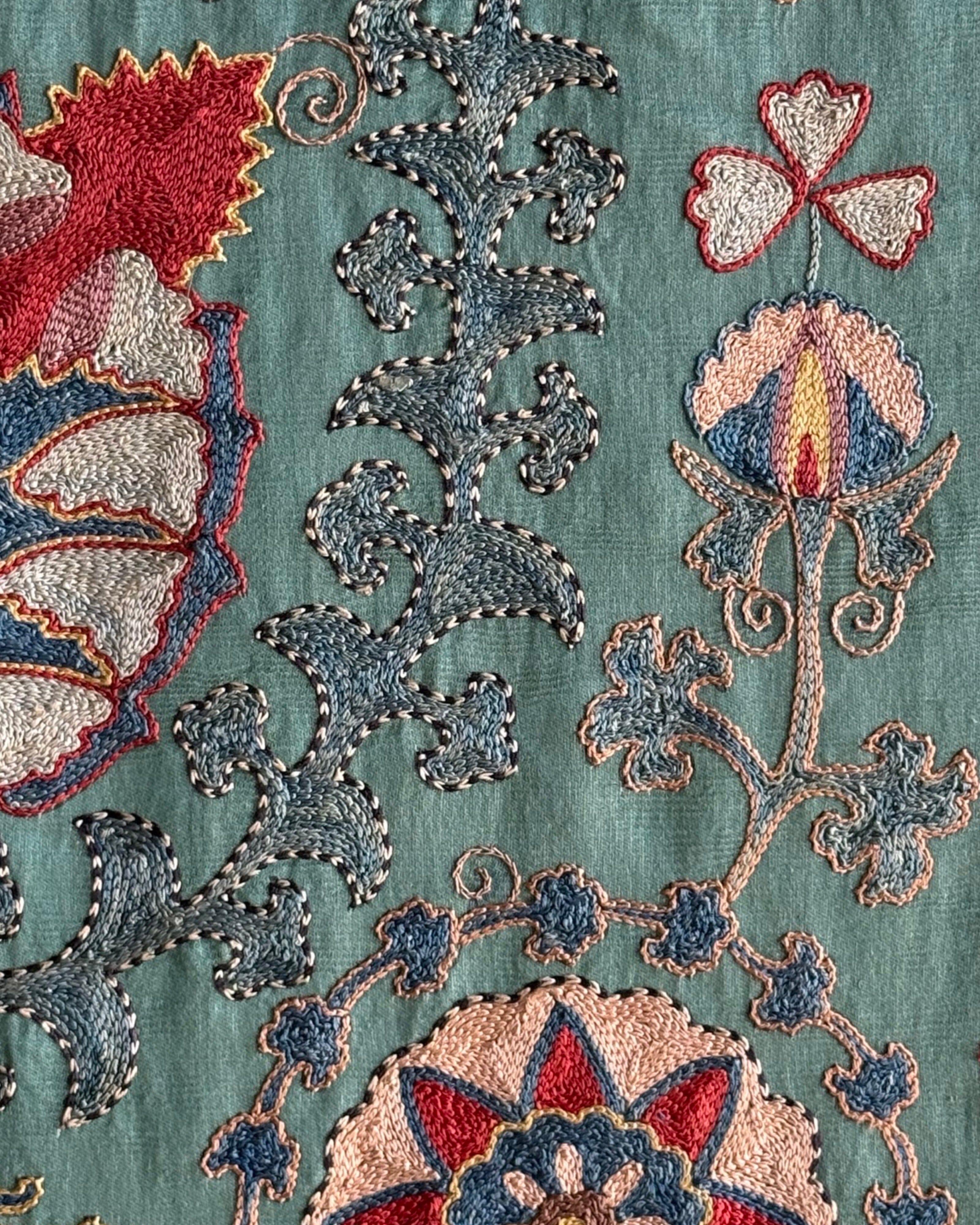Hand Stitched Suzani (CSSU47425 | 83" x 105") Suzani Aziz Suzani 