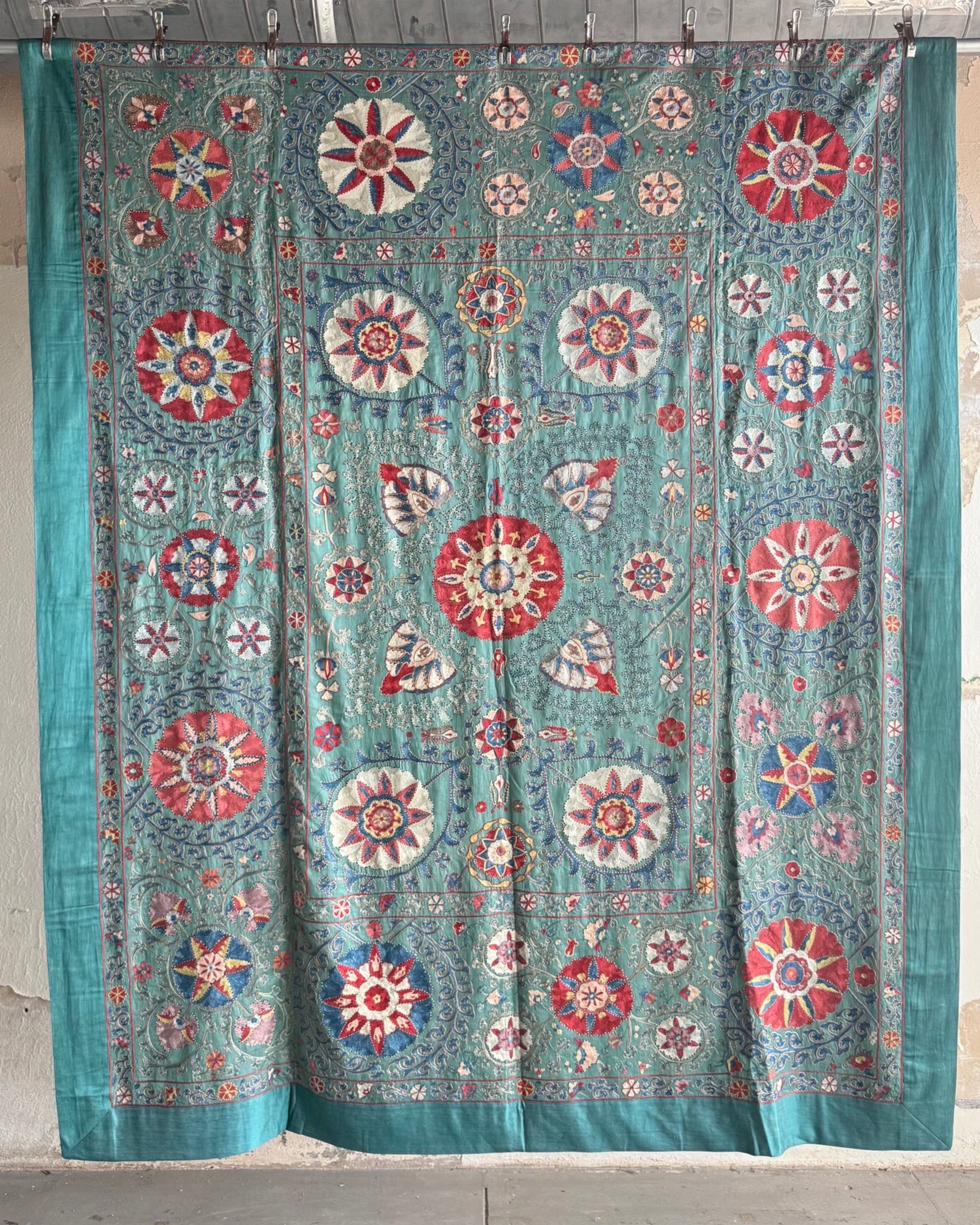 Hand Stitched Suzani (CSSU47425 | 83" x 105") Suzani Aziz Suzani 