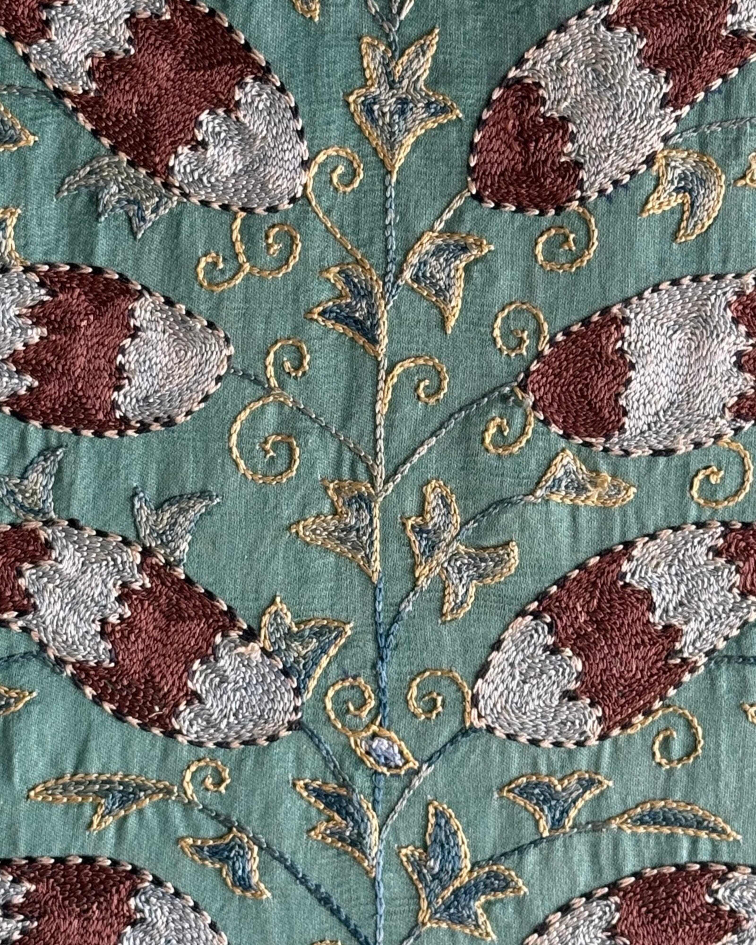 Hand Stitched Suzani (CSSU47525 | 85" x 110") Suzani Aziz Suzani 
