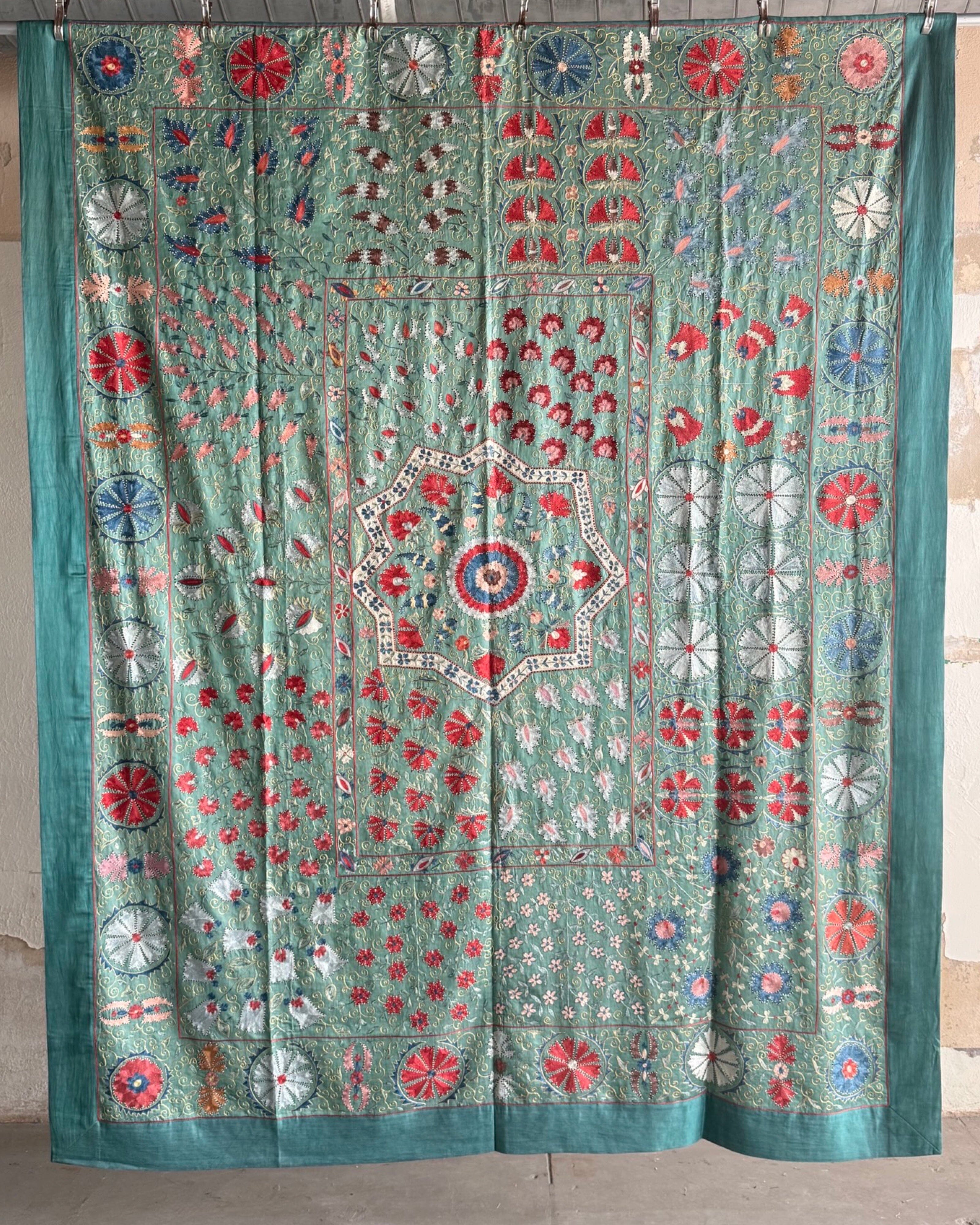 Hand Stitched Suzani (CSSU47525 | 85" x 110") Suzani Aziz Suzani 
