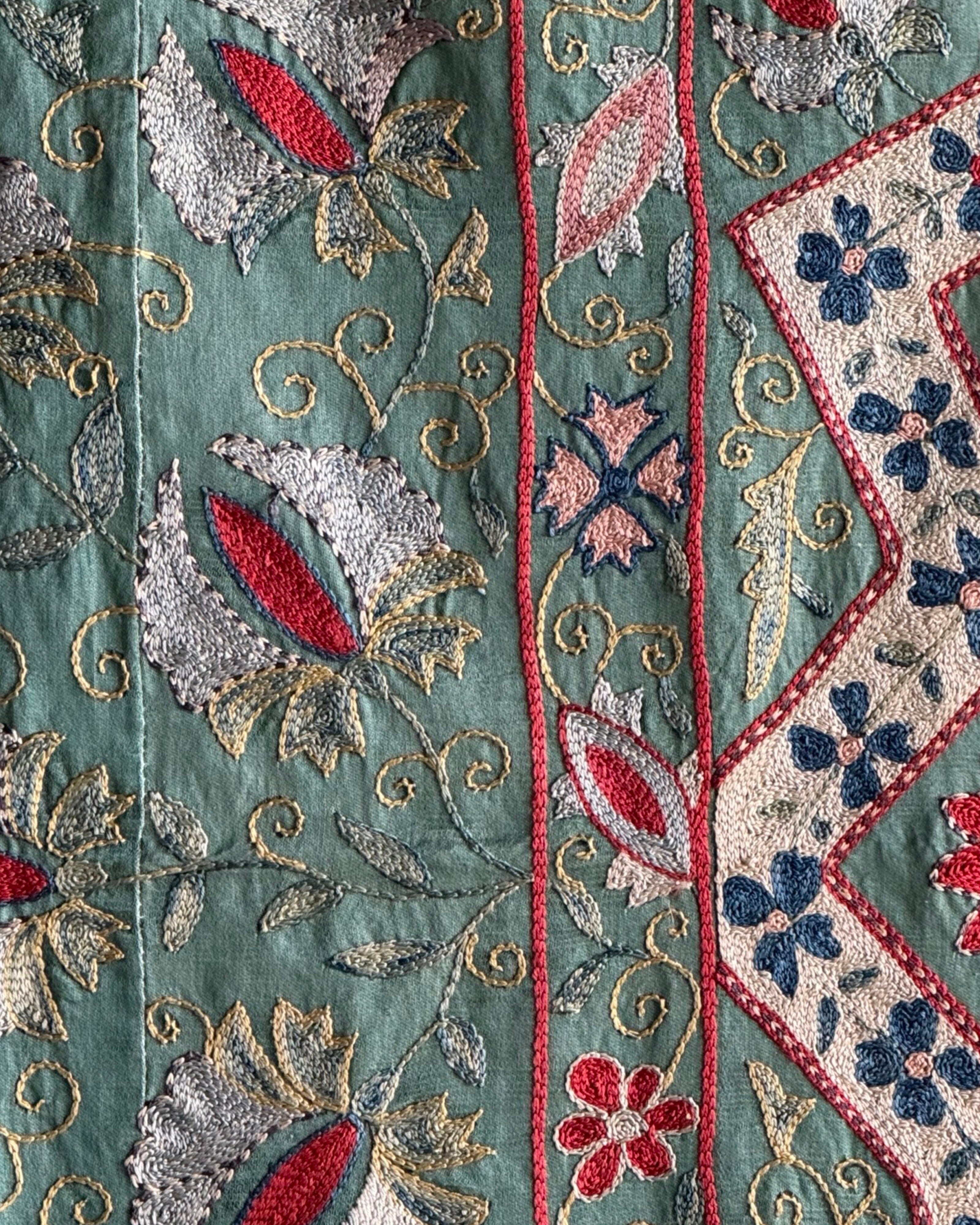 Hand Stitched Suzani (CSSU47525 | 85" x 110") Suzani Aziz Suzani 
