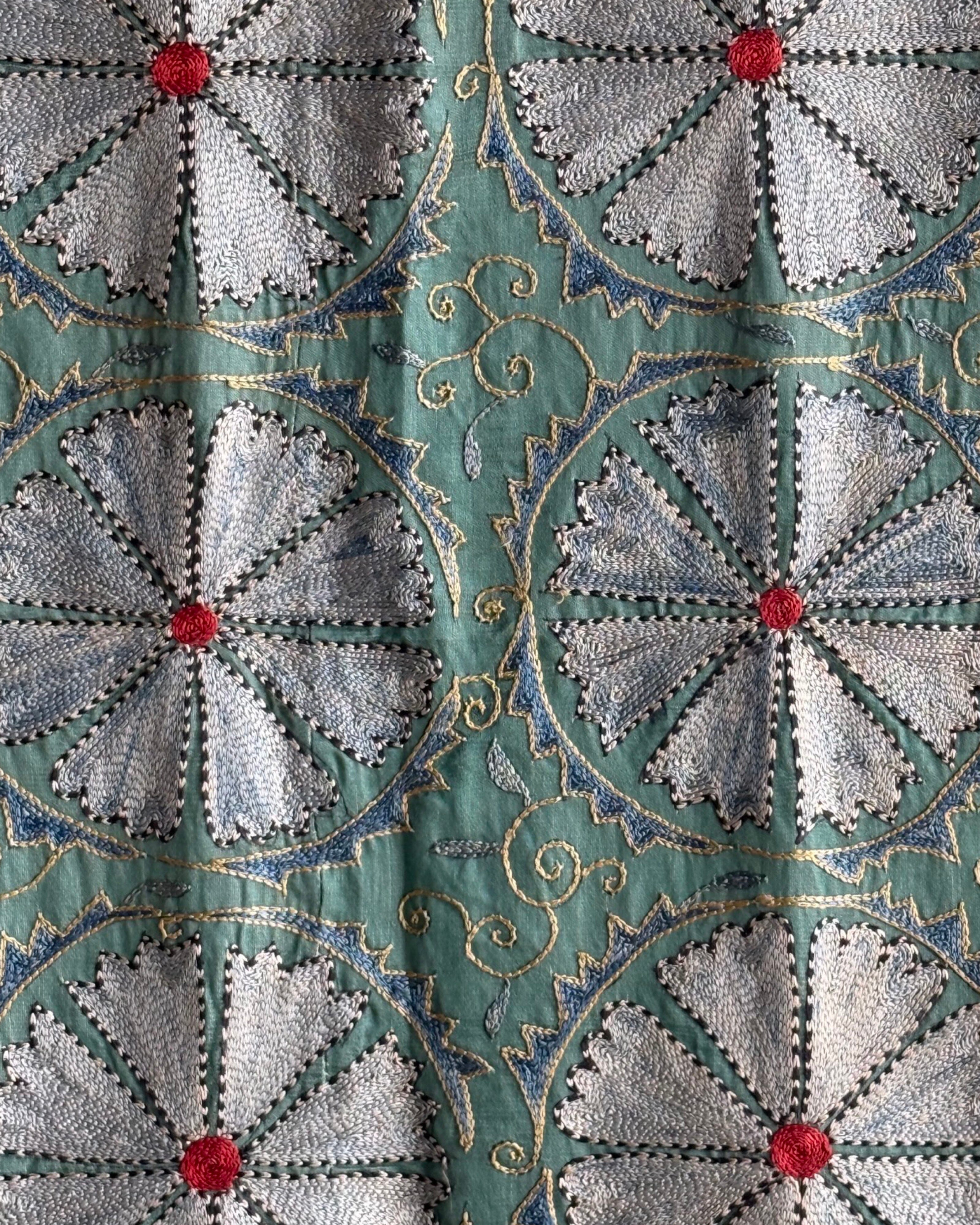 Hand Stitched Suzani (CSSU47525 | 85" x 110") Suzani Aziz Suzani 
