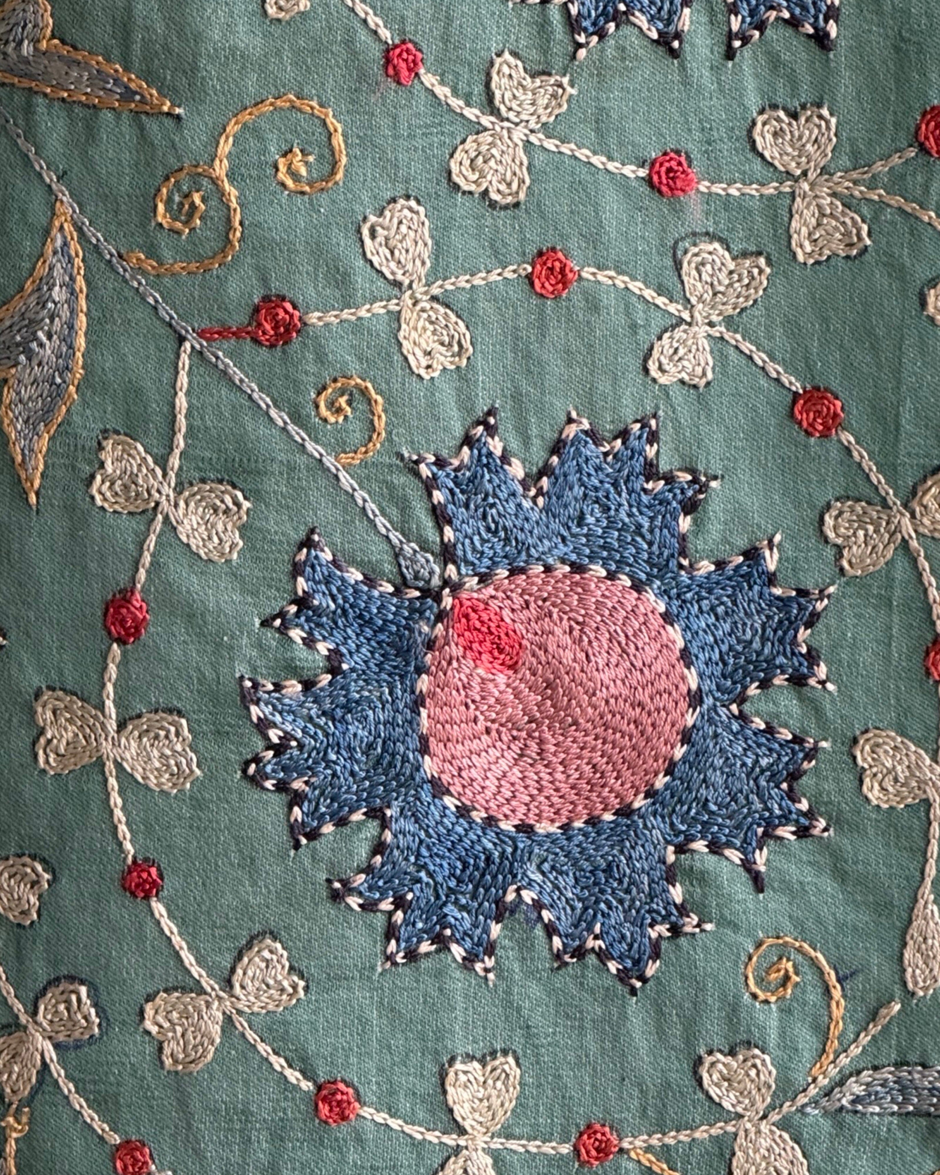 Hand Stitched Suzani (CSSU47525 | 85" x 110") Suzani Aziz Suzani 