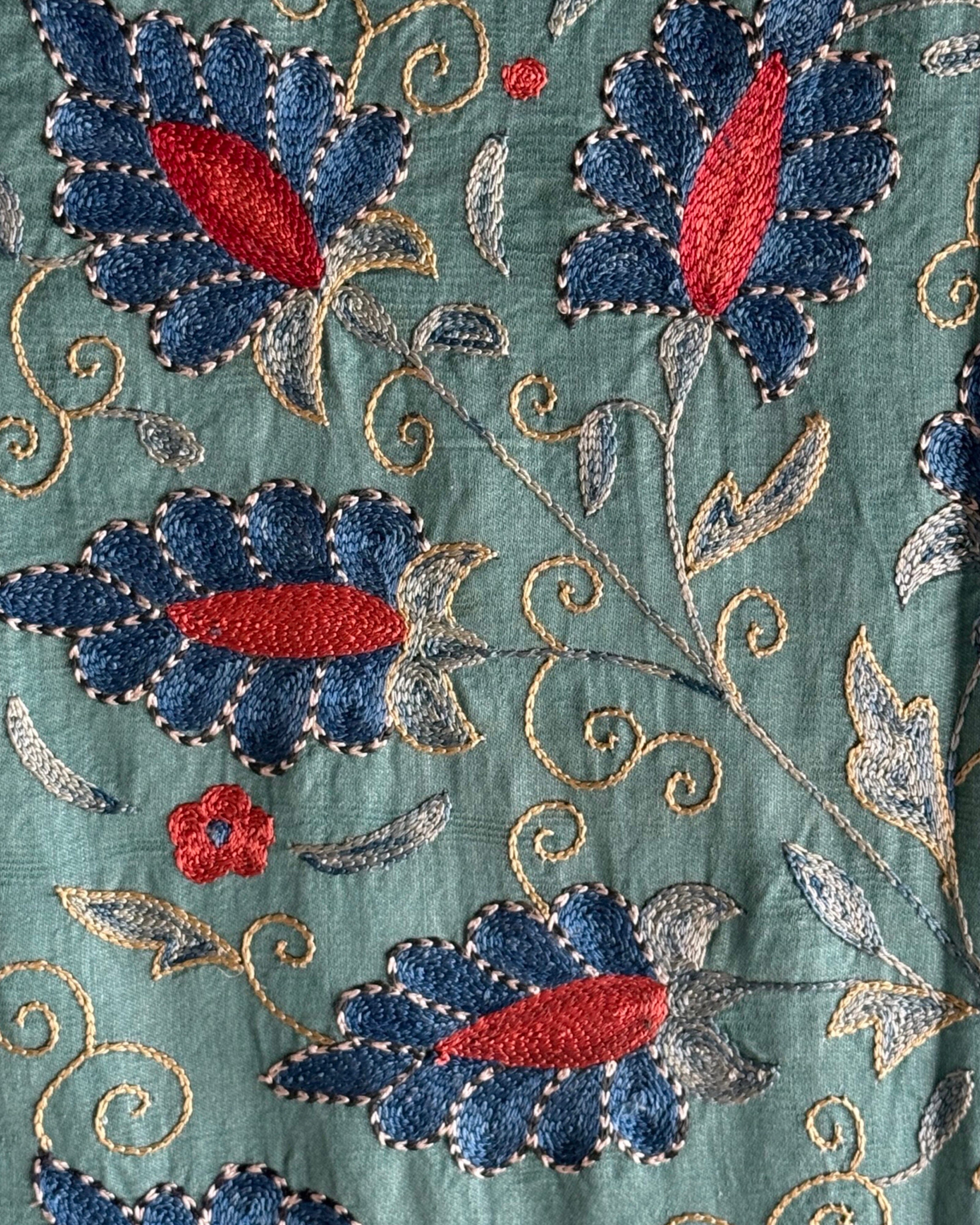 Hand Stitched Suzani (CSSU47525 | 85" x 110") Suzani Aziz Suzani 