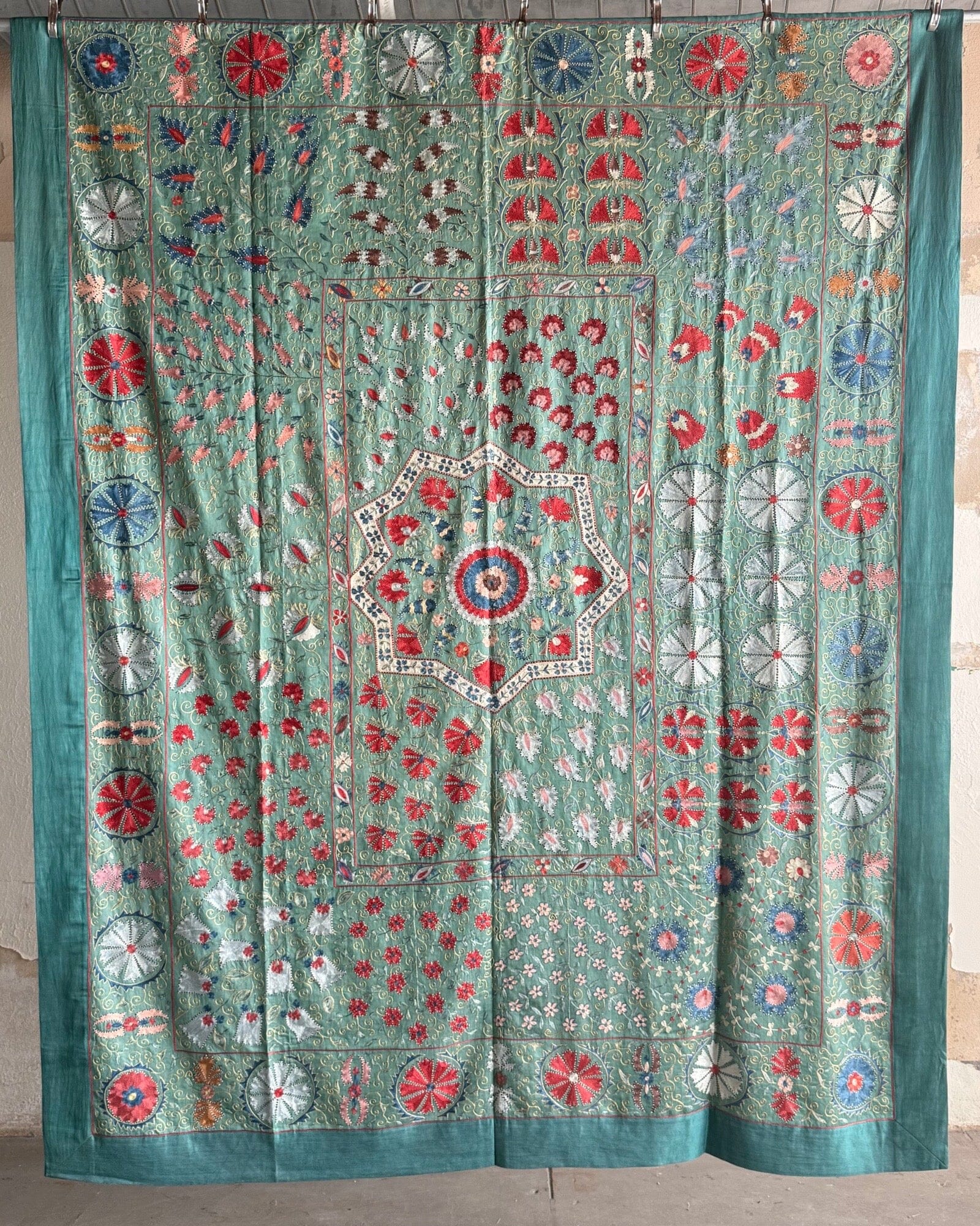 Hand Stitched Suzani (CSSU47525 | 85" x 110") Suzani Aziz Suzani 