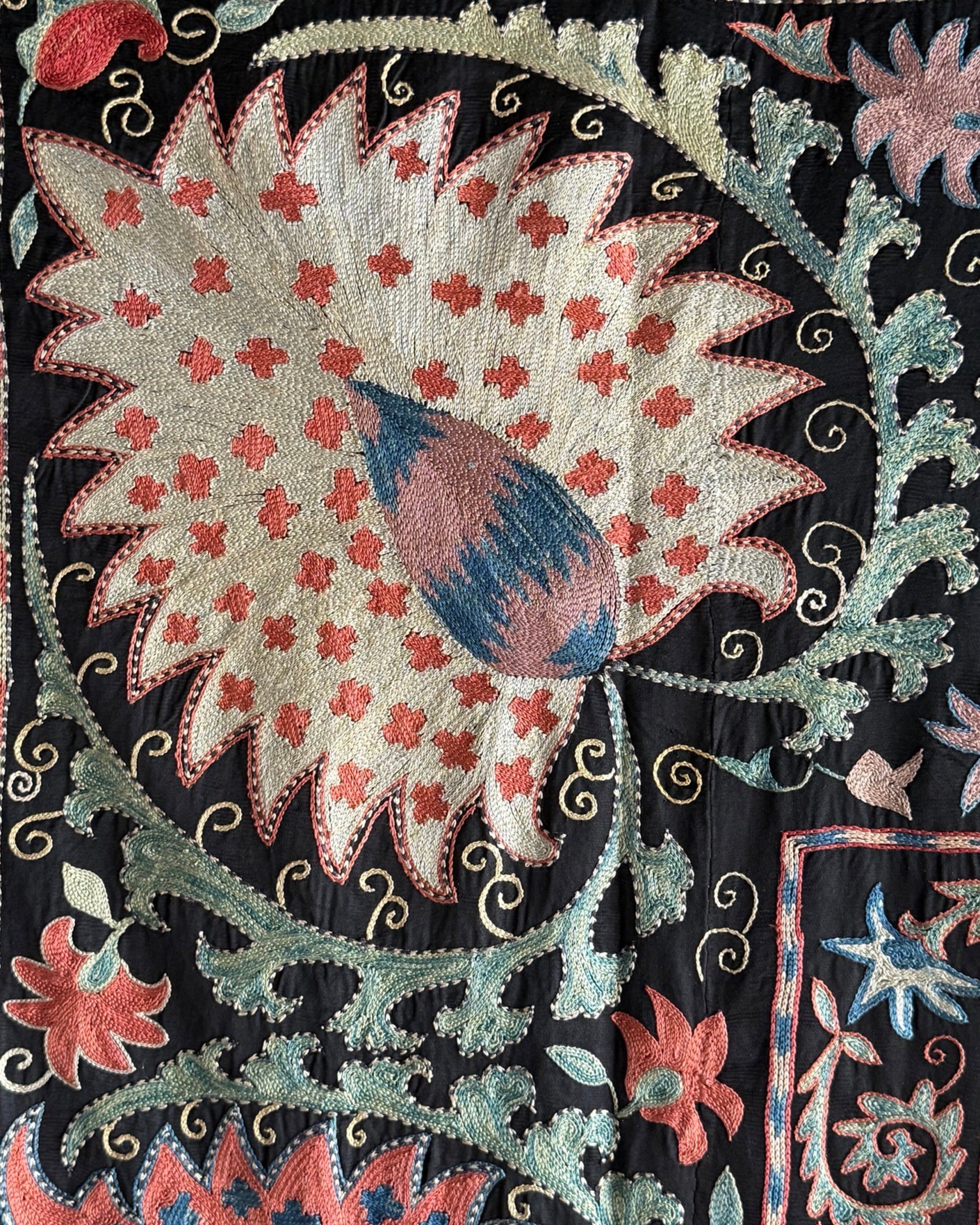 Hand Stitched Suzani (CSSU47625 | 81" x 106") Suzani Aziz Suzani 