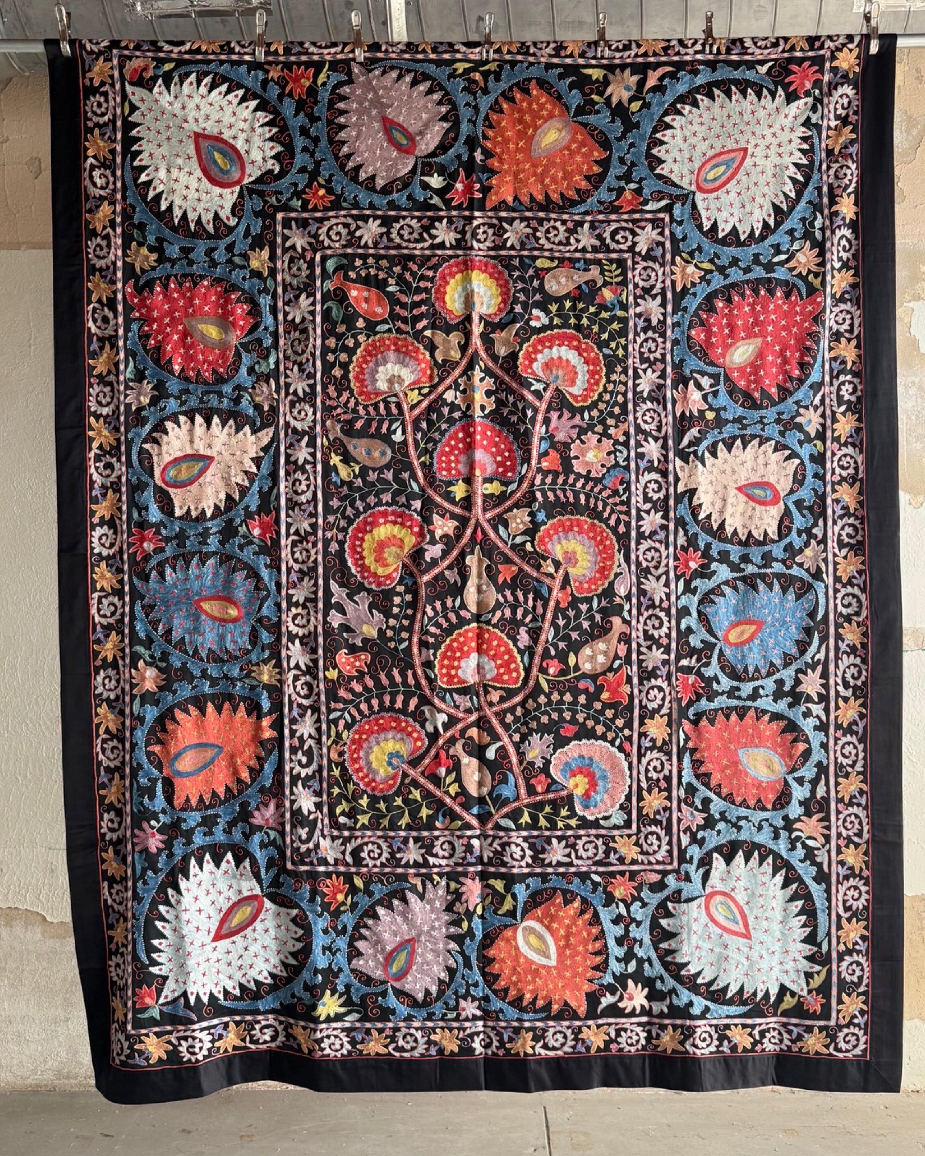 Hand Stitched Suzani (CSSU47625 | 81" x 106") Suzani Aziz Suzani 